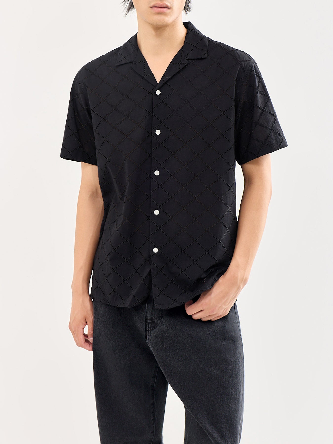 Summer Luke Anglaise Resort Short Sleeve Shirt Black