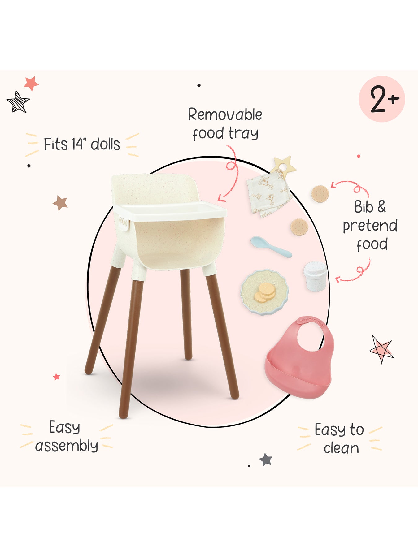Doll High Chair Accessory Set