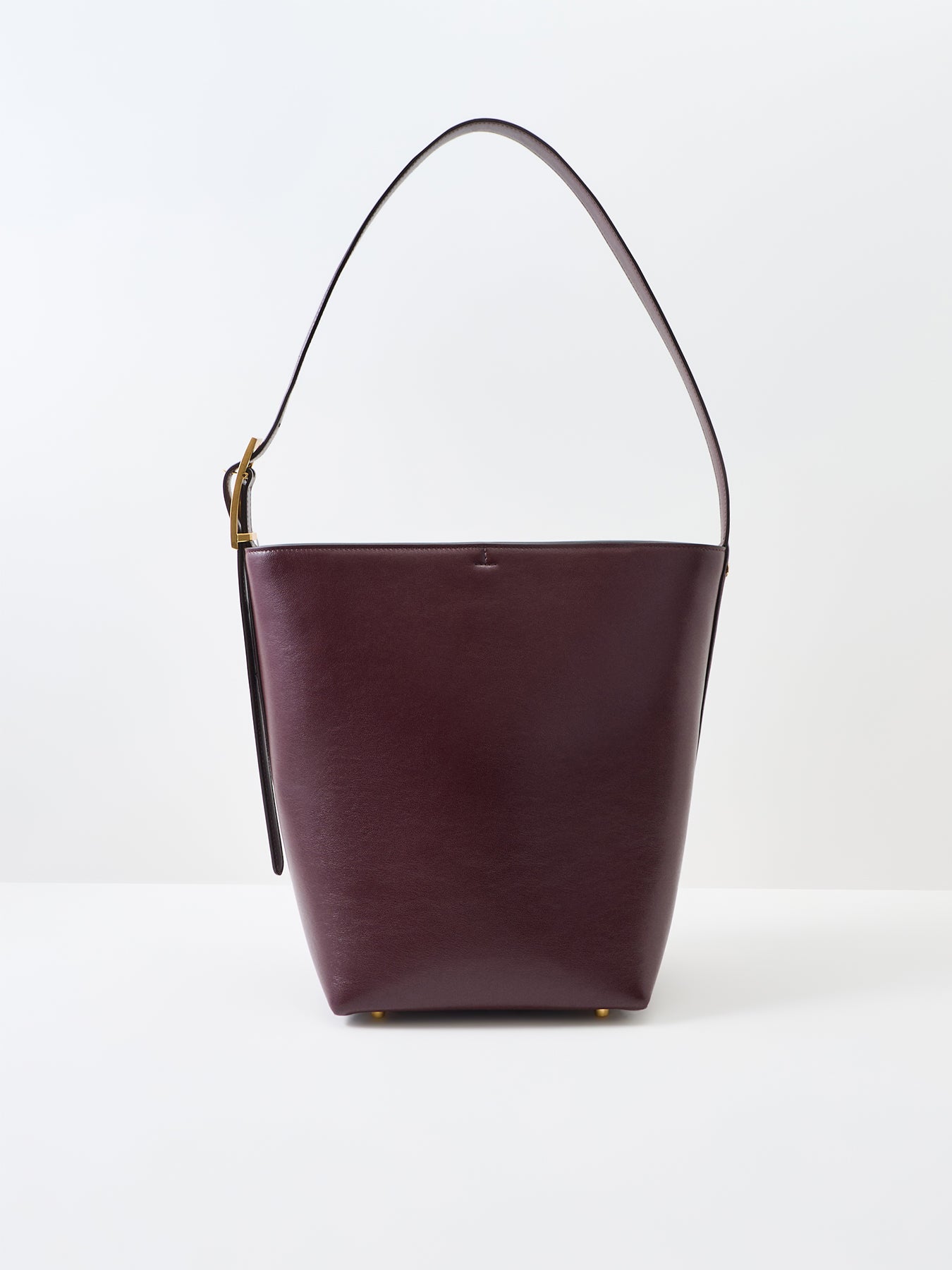 Elly Grained Leather Bucket Bag Burgundy