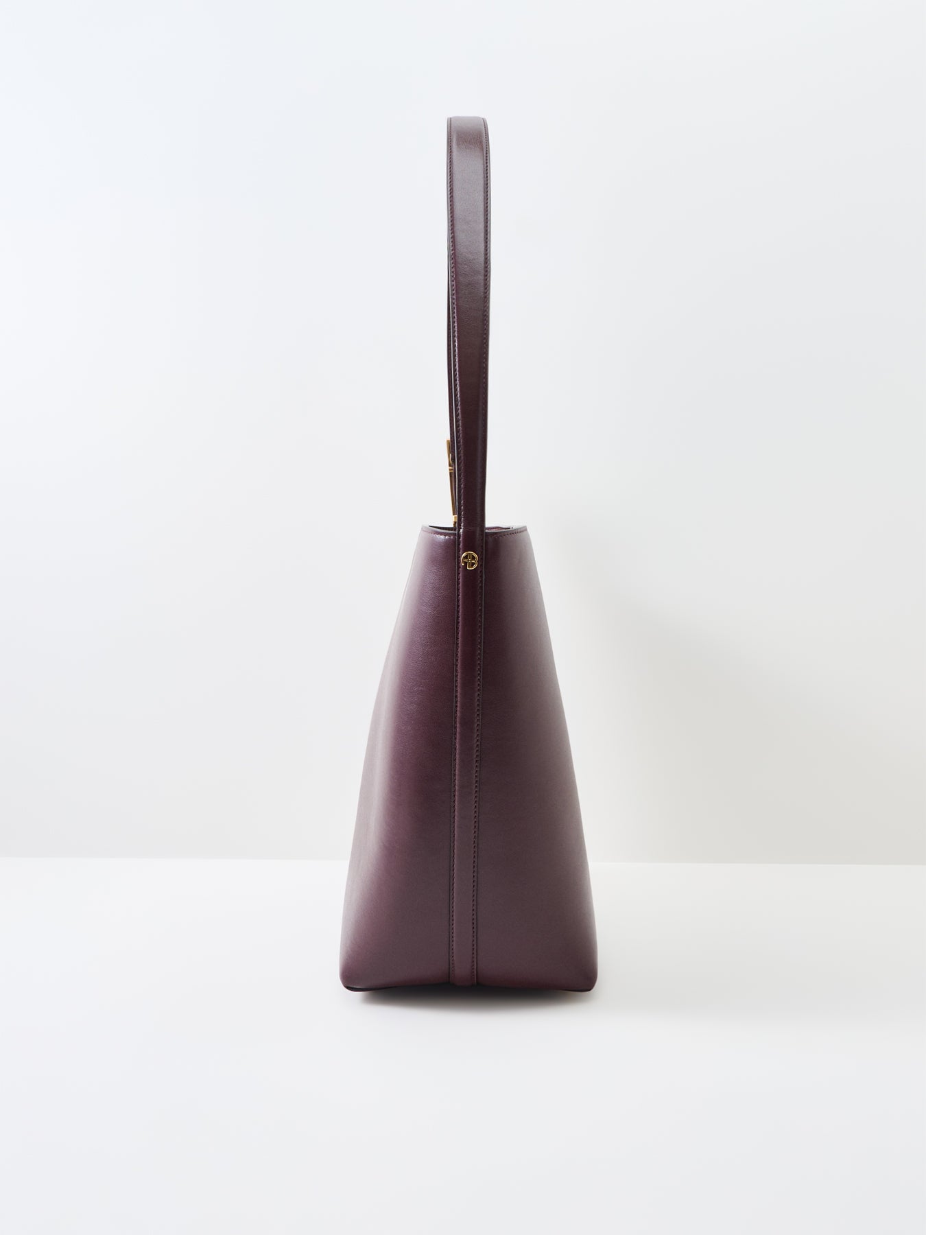 Elly Grained Leather Bucket Bag Burgundy