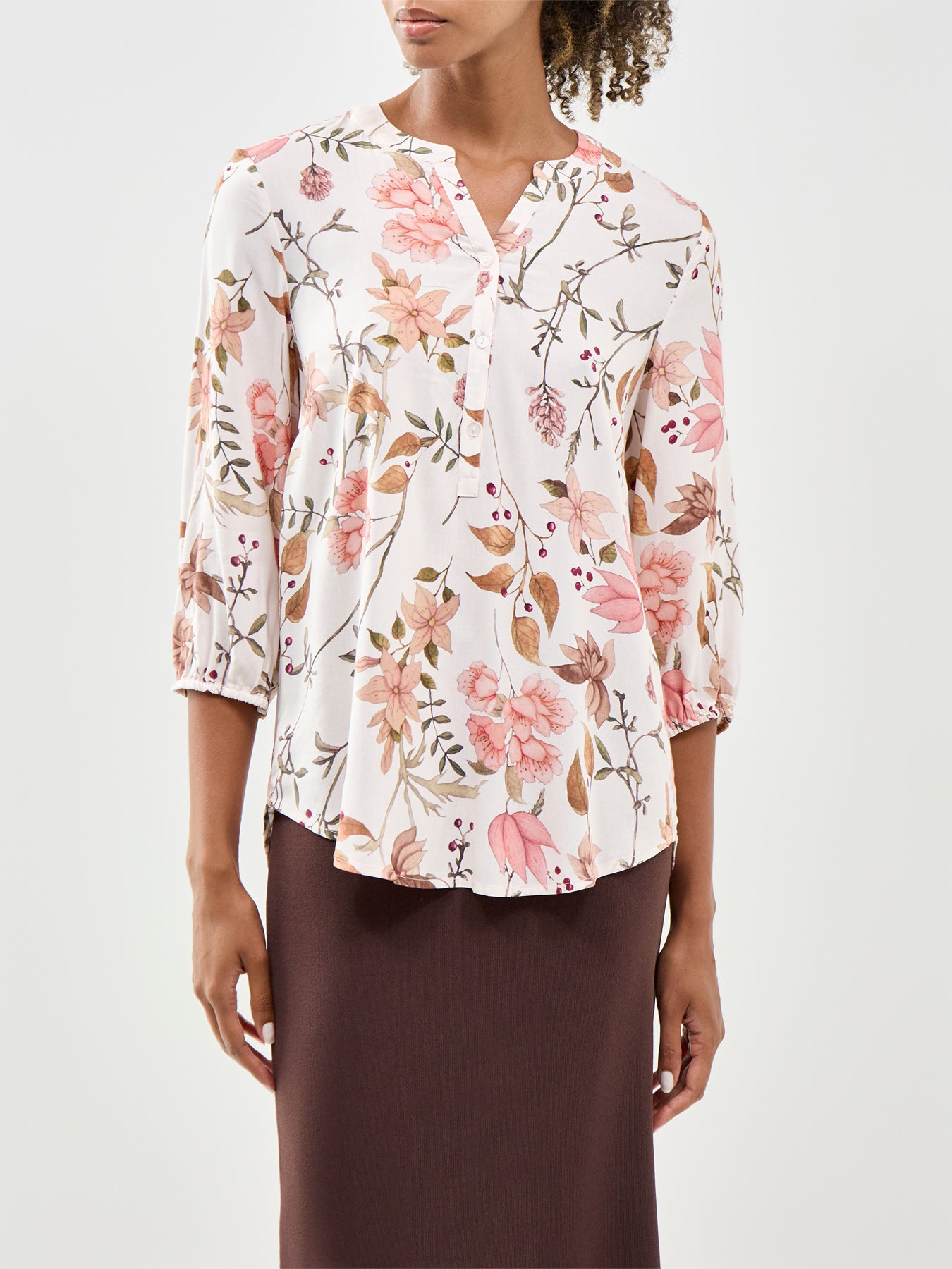 Grace 2 Floral Long Sleeve Shirt Cream
