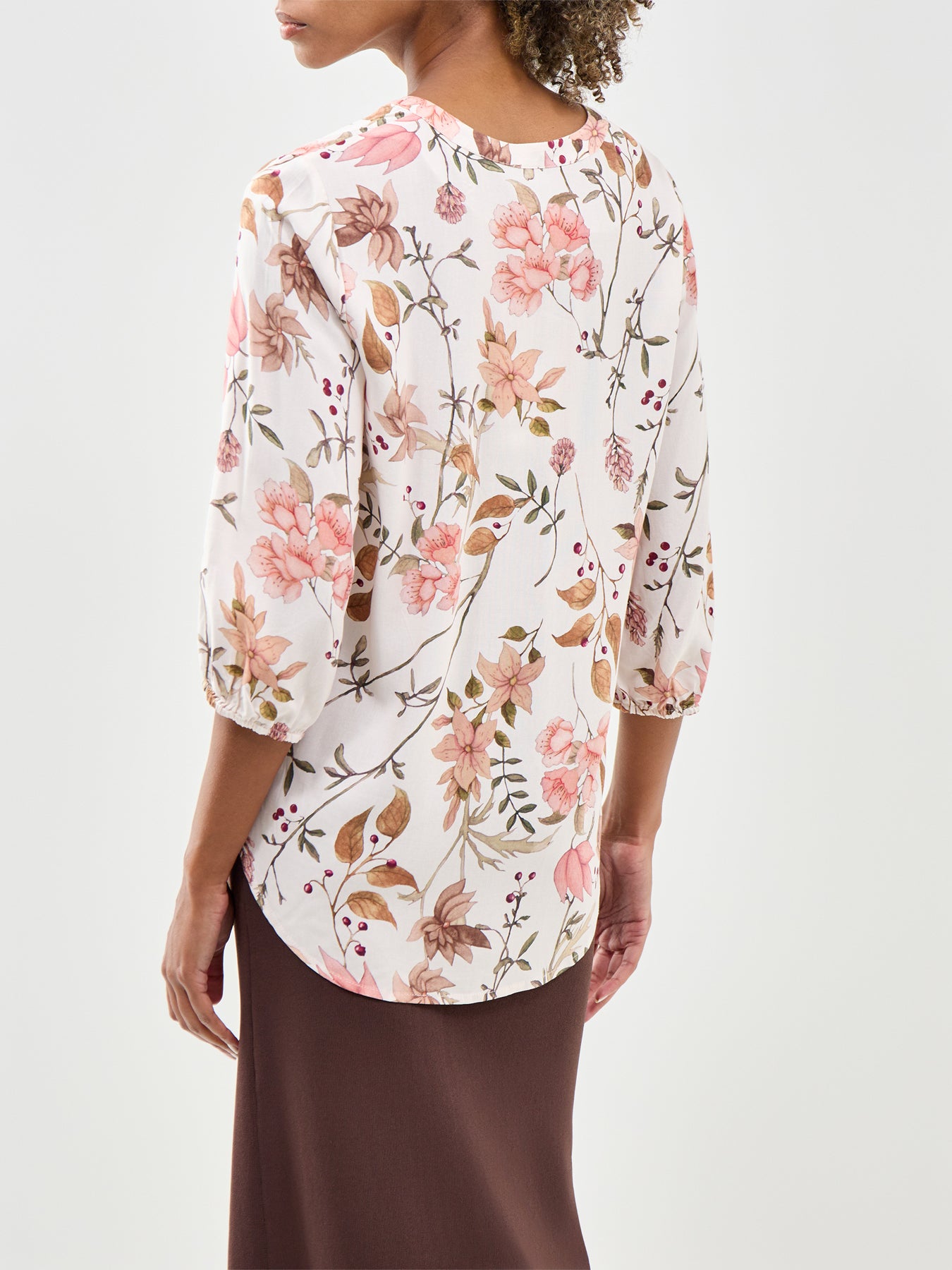 Grace 2 Floral Long Sleeve Shirt Cream