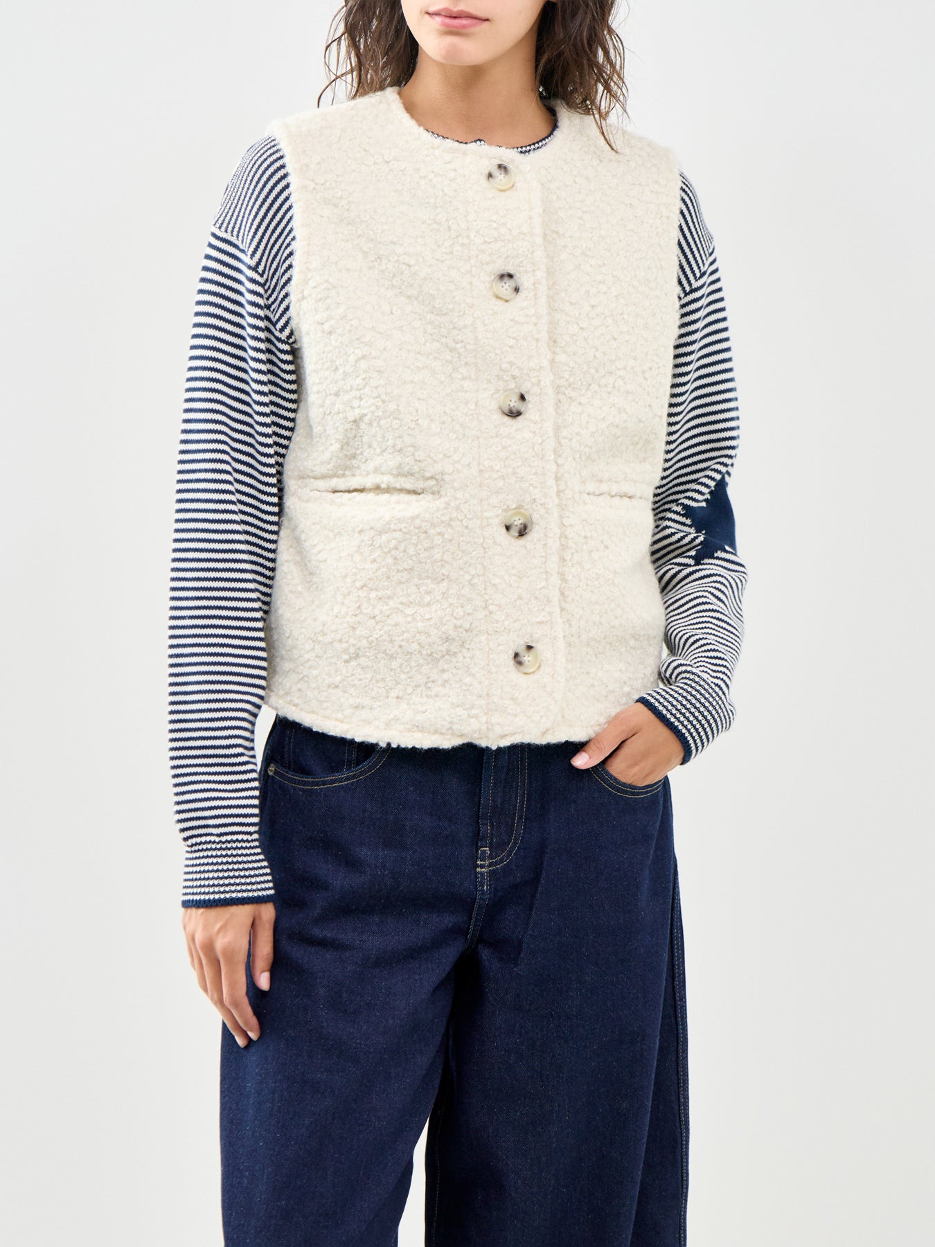 Shaima Fleece Gilet Cream