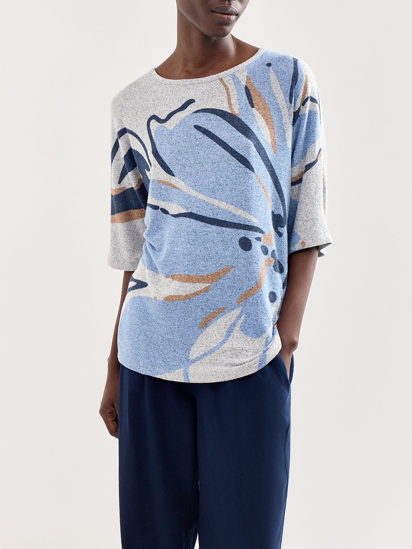 Biara Printed Short Sleeve Top Multi