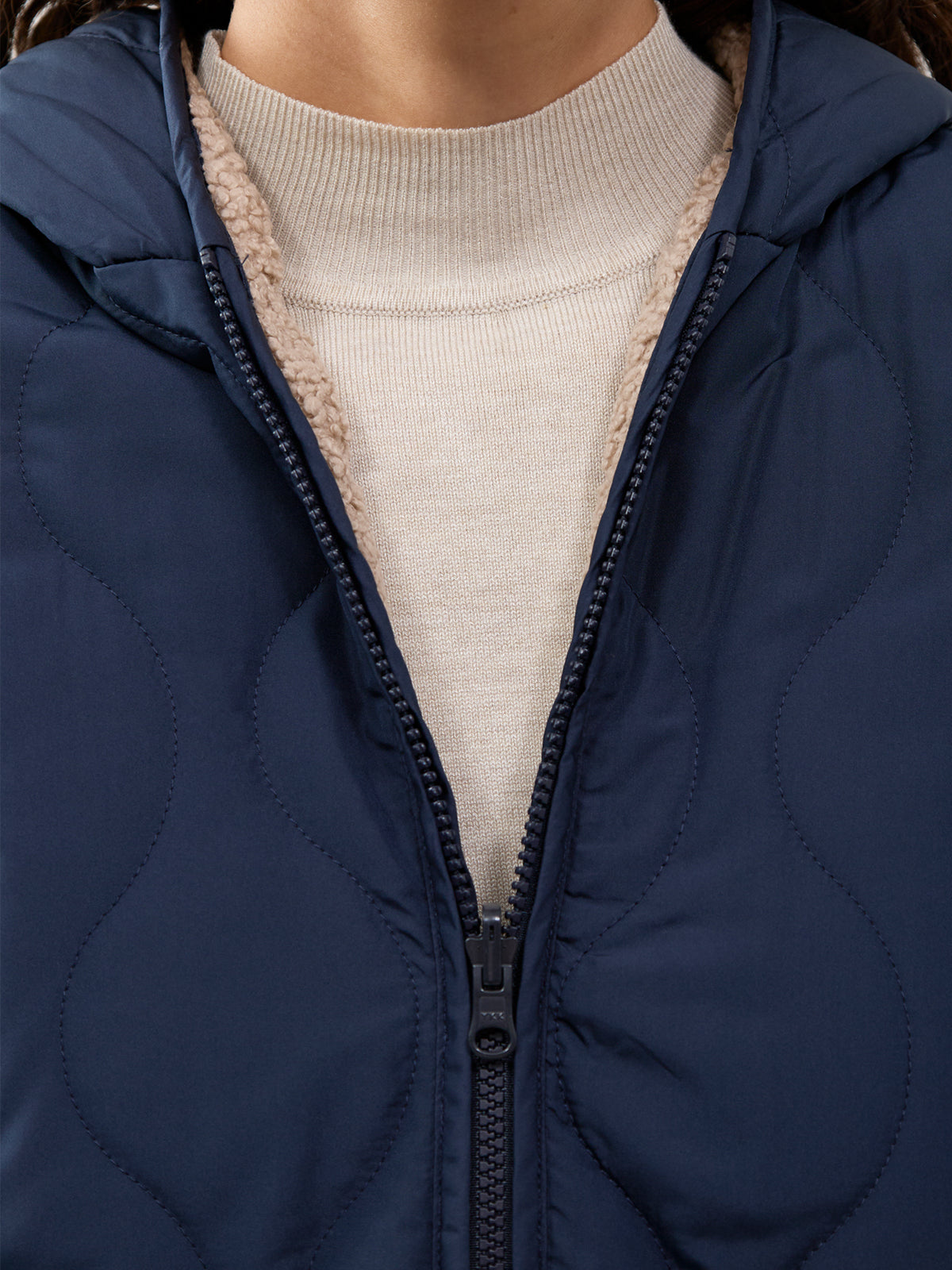 Gela 2 Reversible Faux Shearling Jacket - Navy