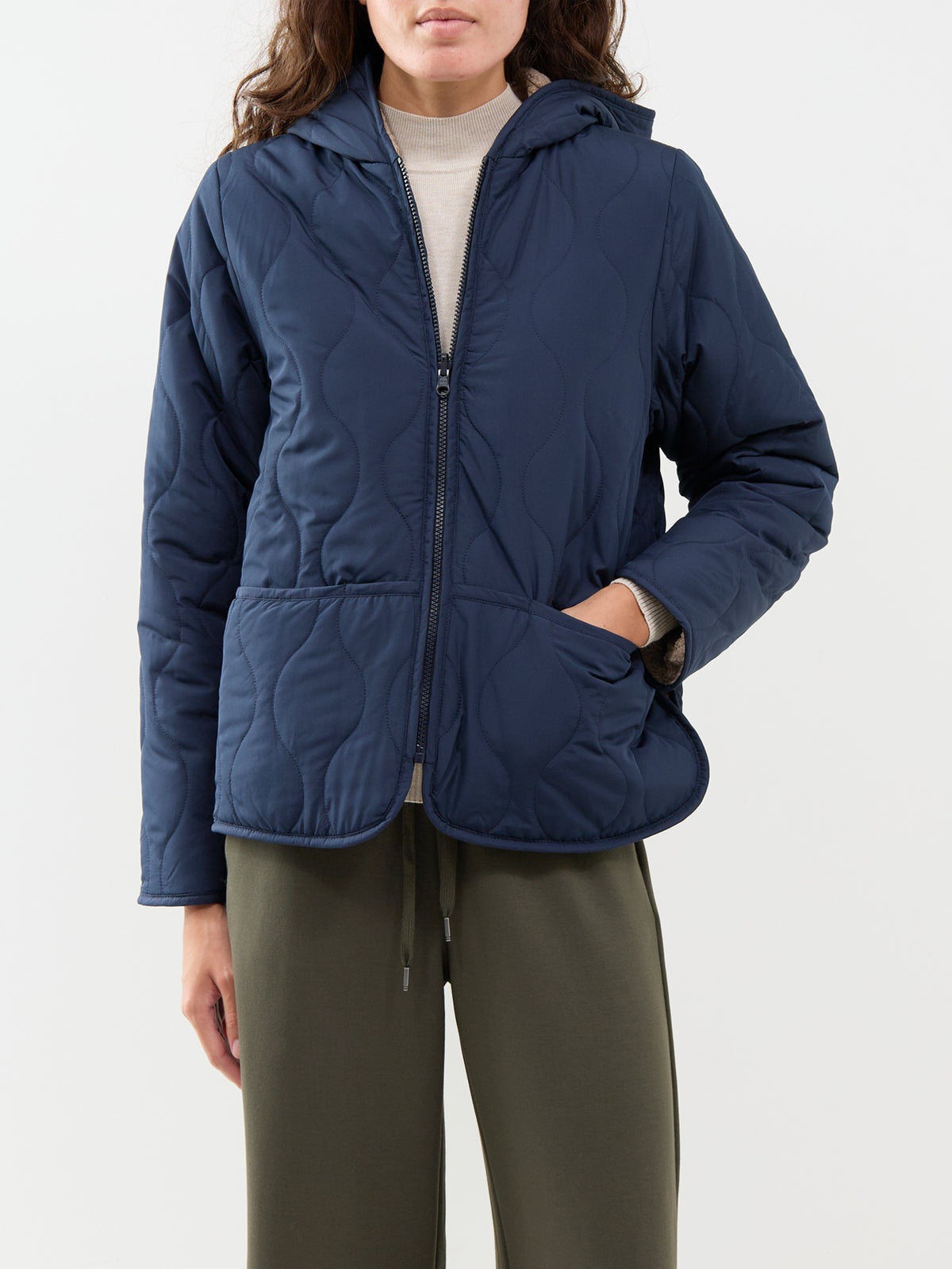 Gela 2 Reversible Faux Shearling Jacket - Navy