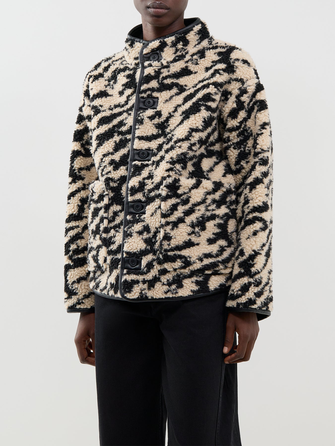 Gida 2 Fleece Shacket - Black & Cream