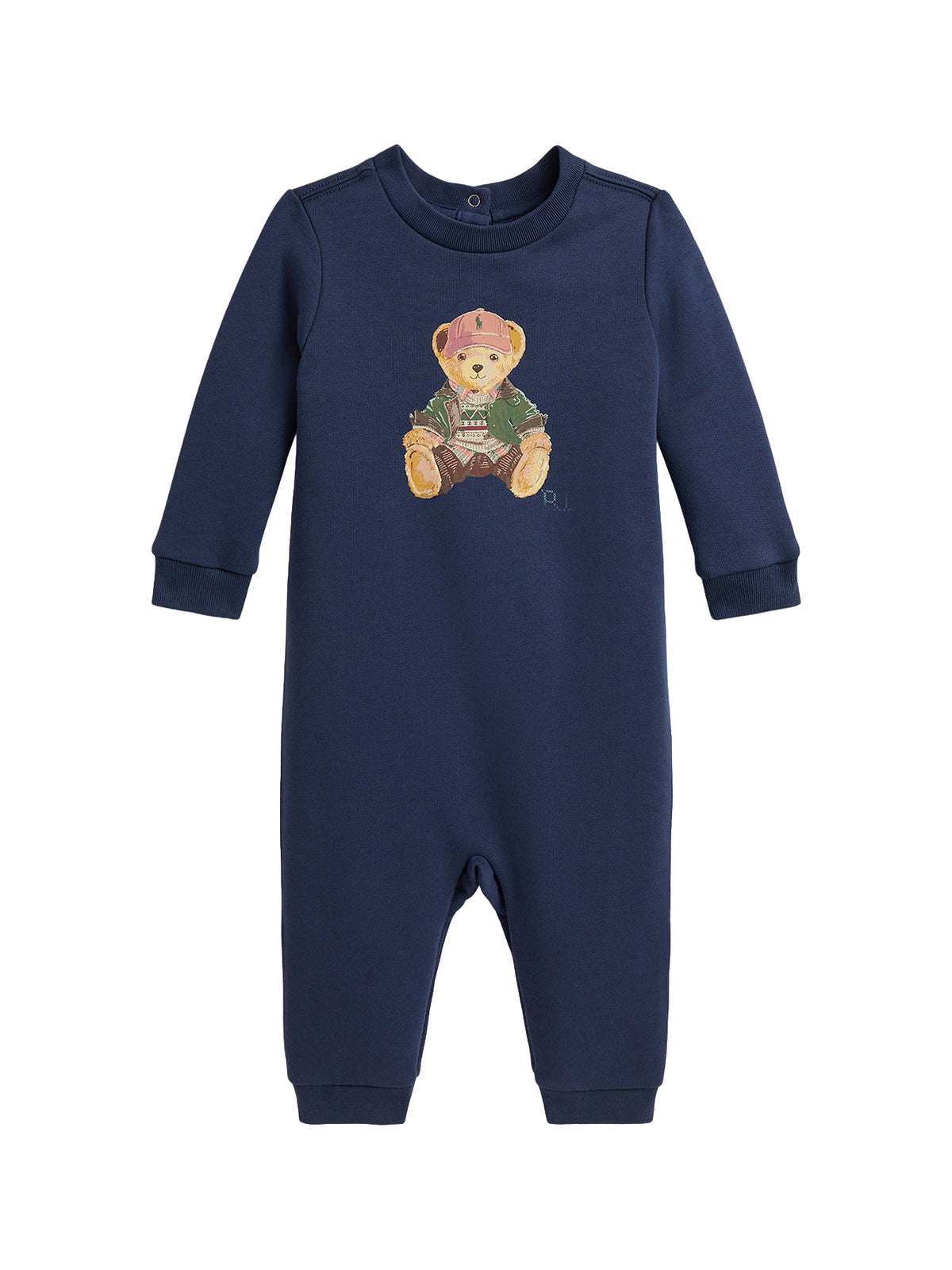 Baby Cotton Blend Knitted Coverall - Navy