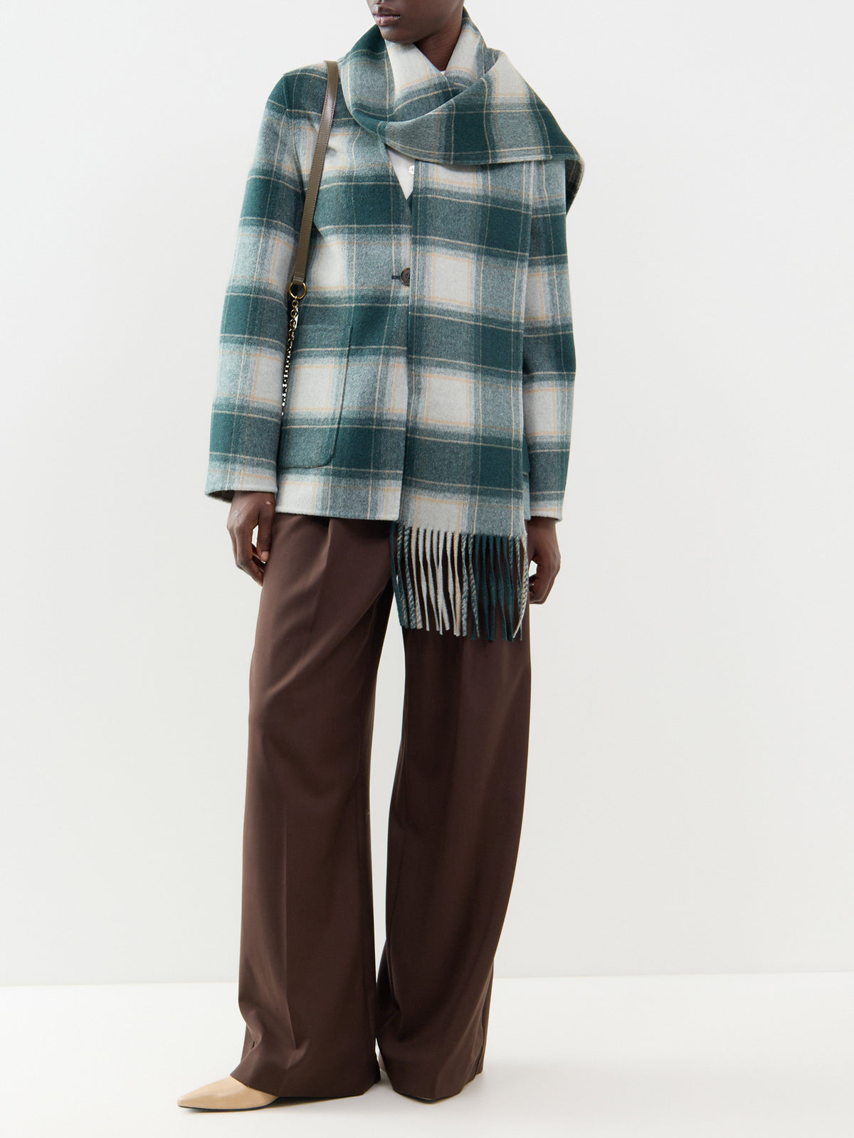 Wool Blend Alderton Check Scarf Coat - Ponderosa Pine