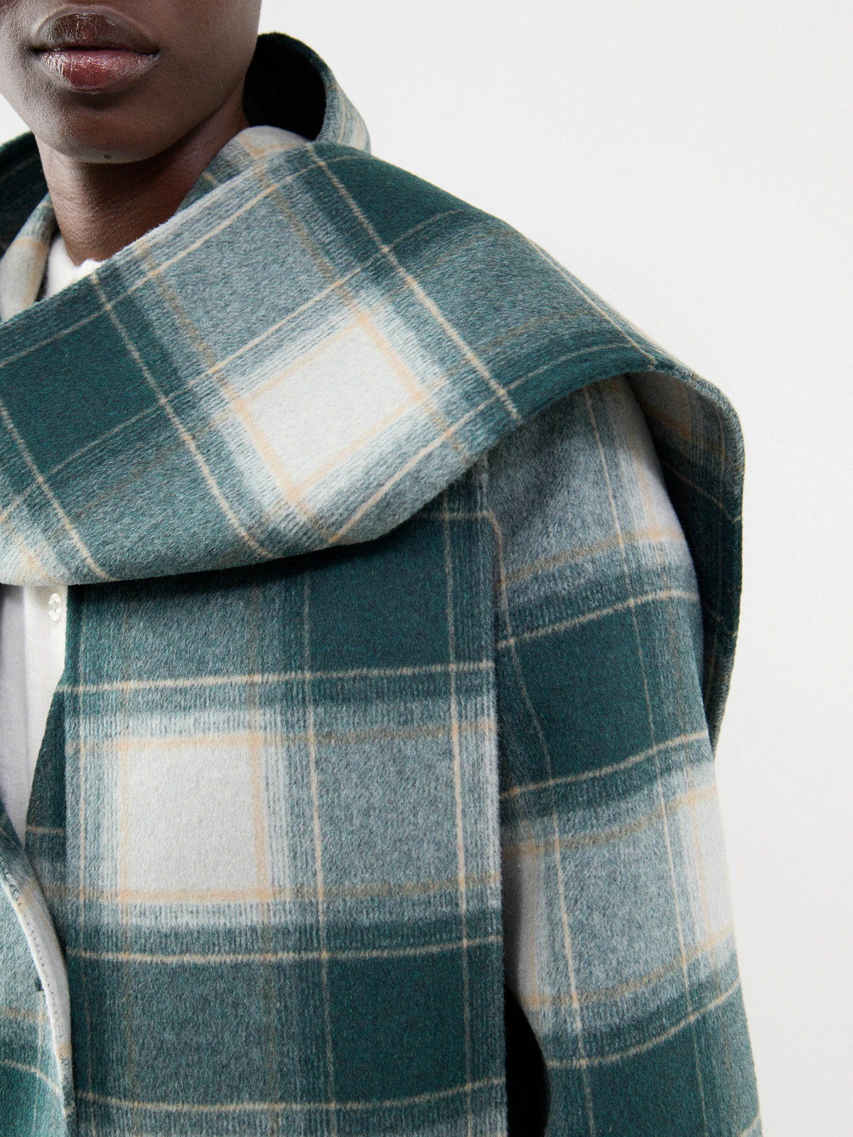 Wool Blend Alderton Check Scarf Coat - Ponderosa Pine