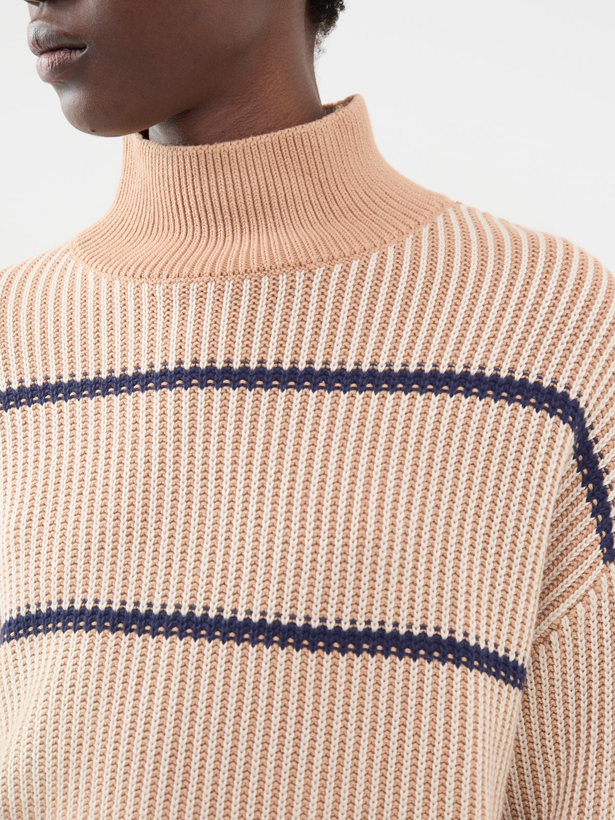 Cotton Holland Knit Sweater - Mid Tan