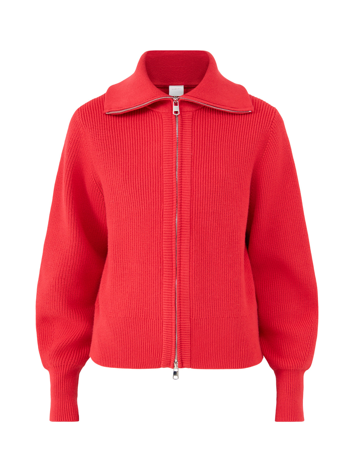 Enrico Zip-Through Knitted Jacket - Washed Red
