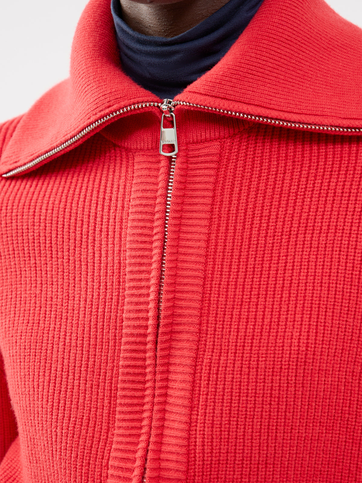 Enrico Zip-Through Knitted Jacket - Washed Red