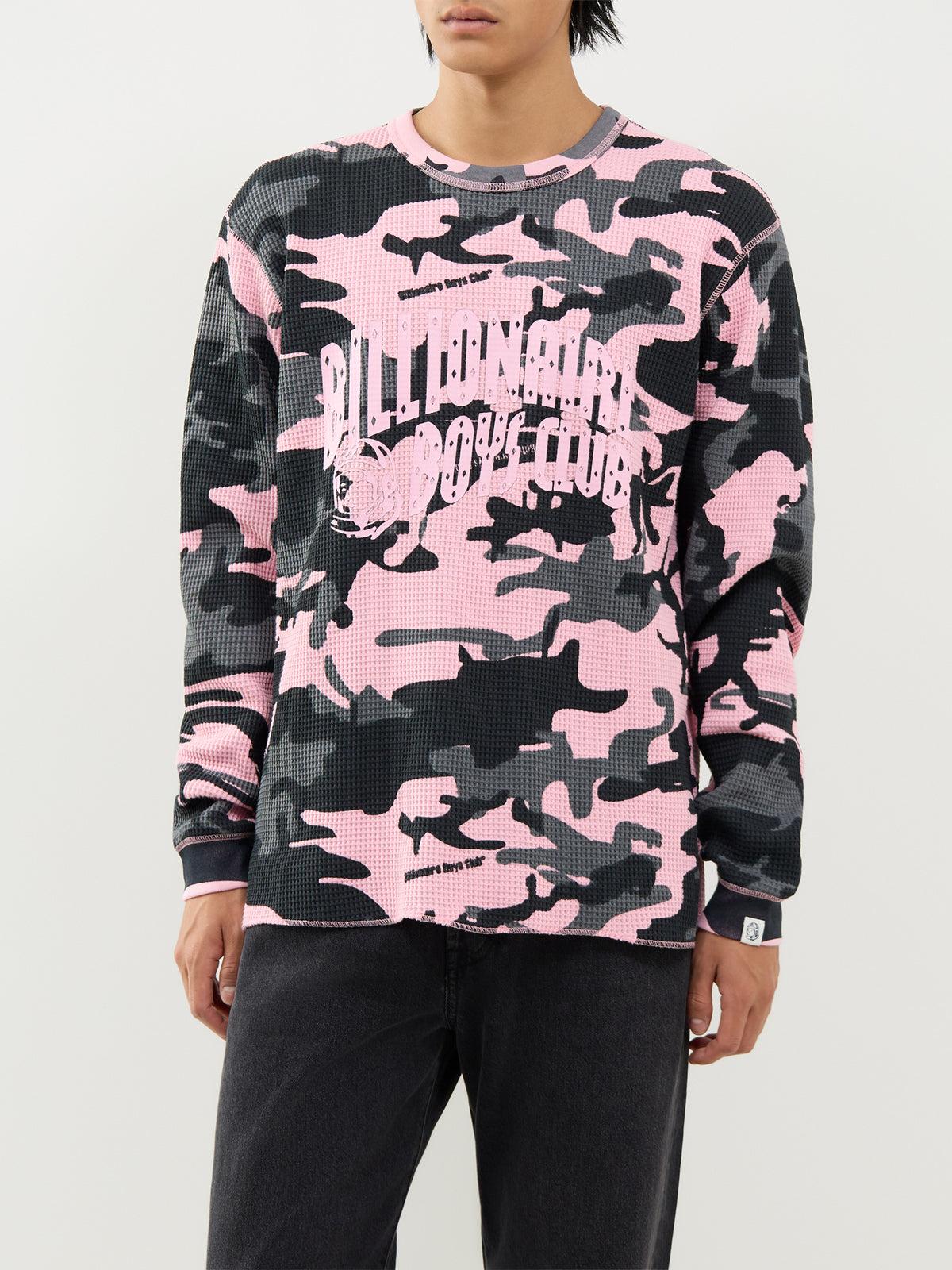 Stencil Arch Logo Waffle Cotton Long-Sleeved T-Shirt