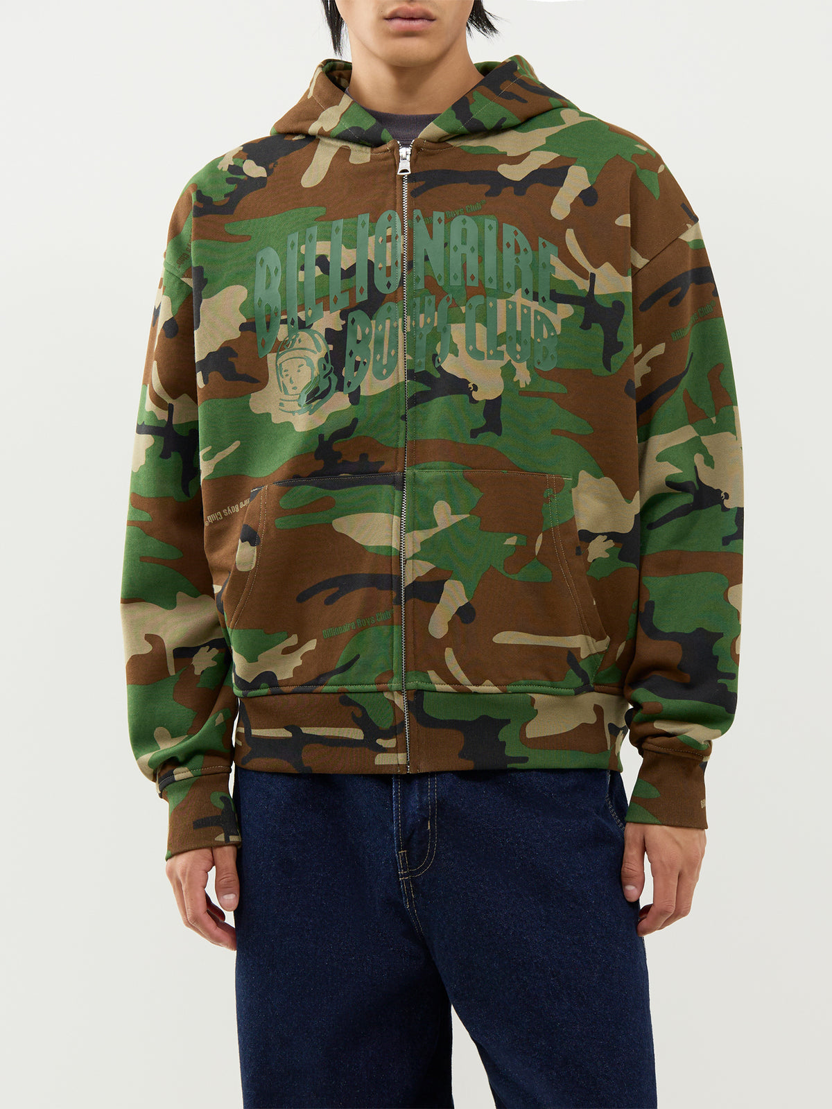 Arch Logo Camo Cotton Zip-Through Hoodie