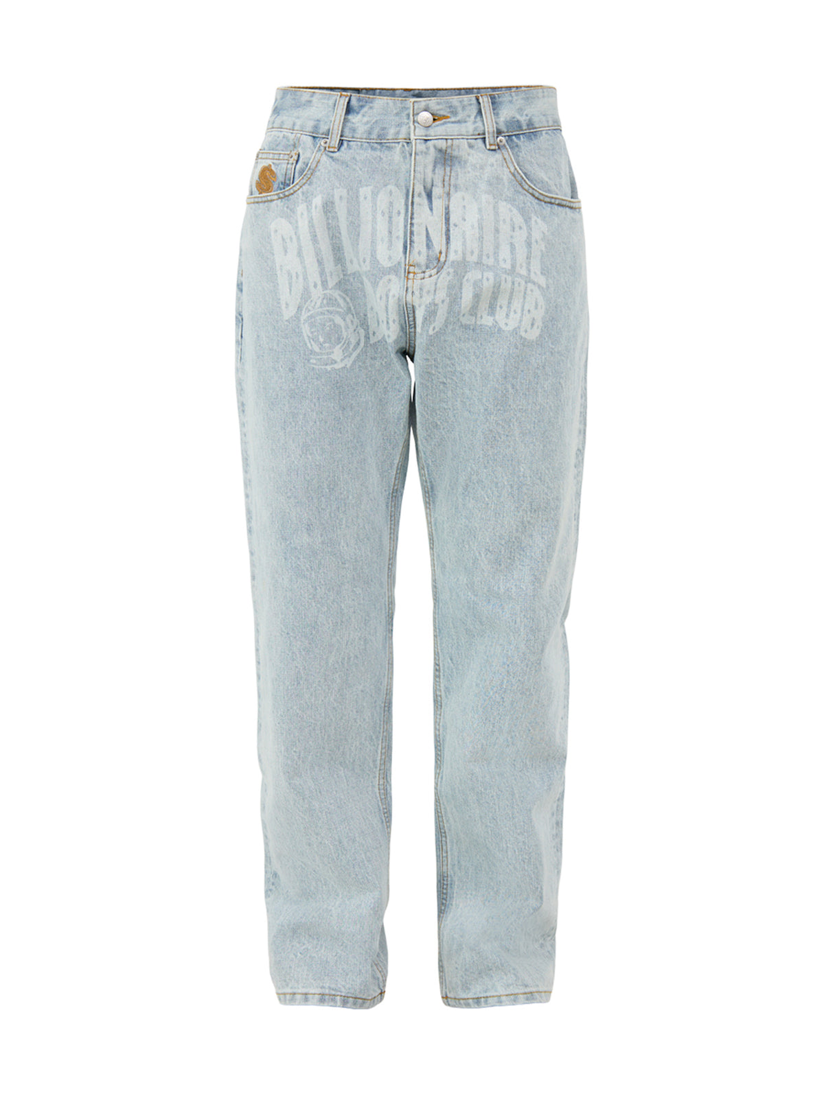 Faded Arch Logo Cotton Straight-Leg Jeans