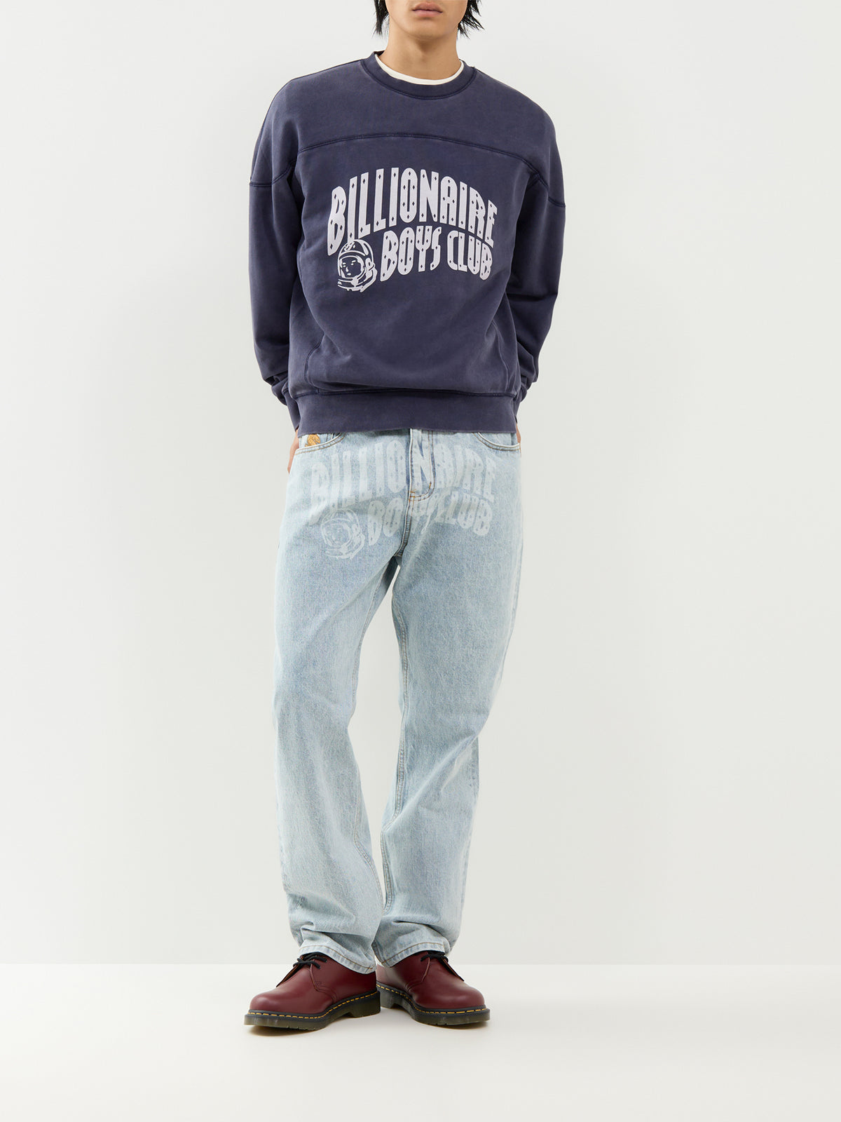 Faded Arch Logo Cotton Straight-Leg Jeans