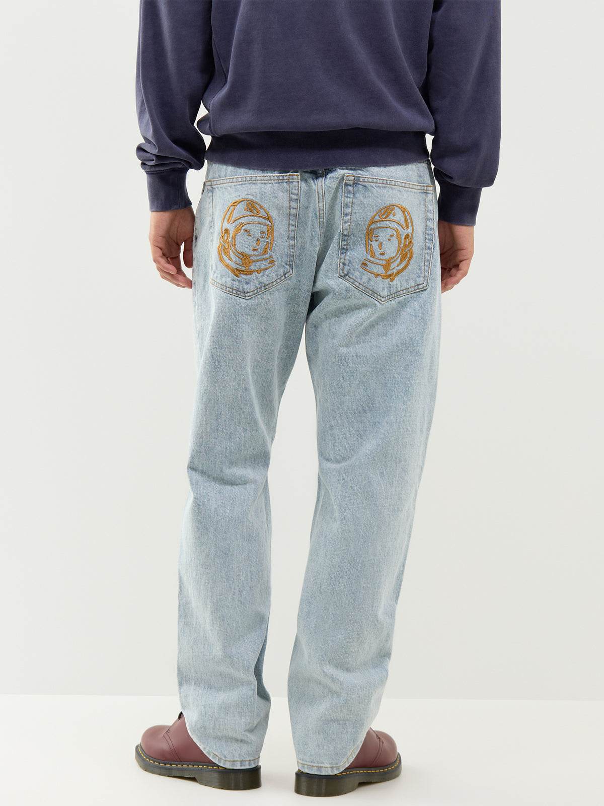 Faded Arch Logo Cotton Straight-Leg Jeans