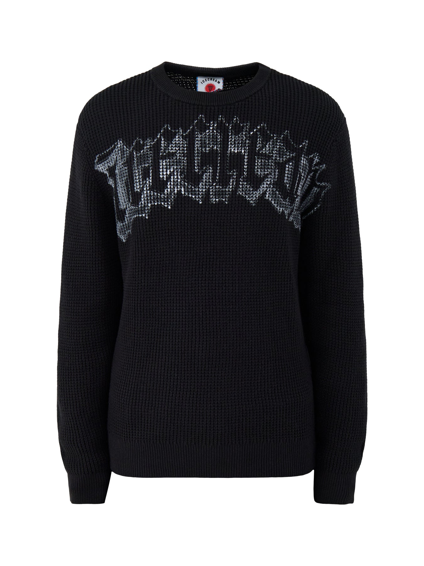 Gothic Print Waffle Knitted Crewneck