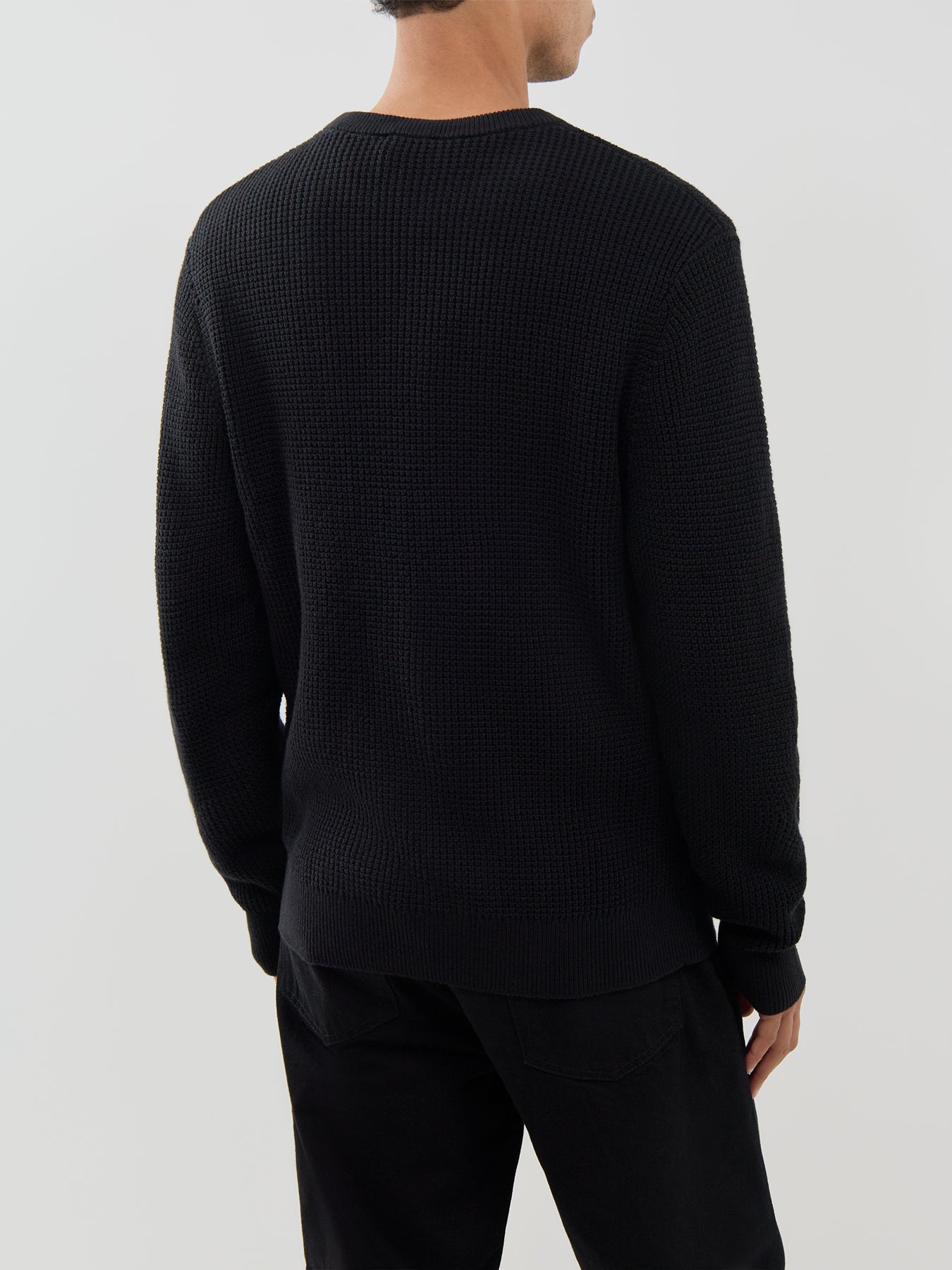 Gothic Print Waffle Knitted Crewneck