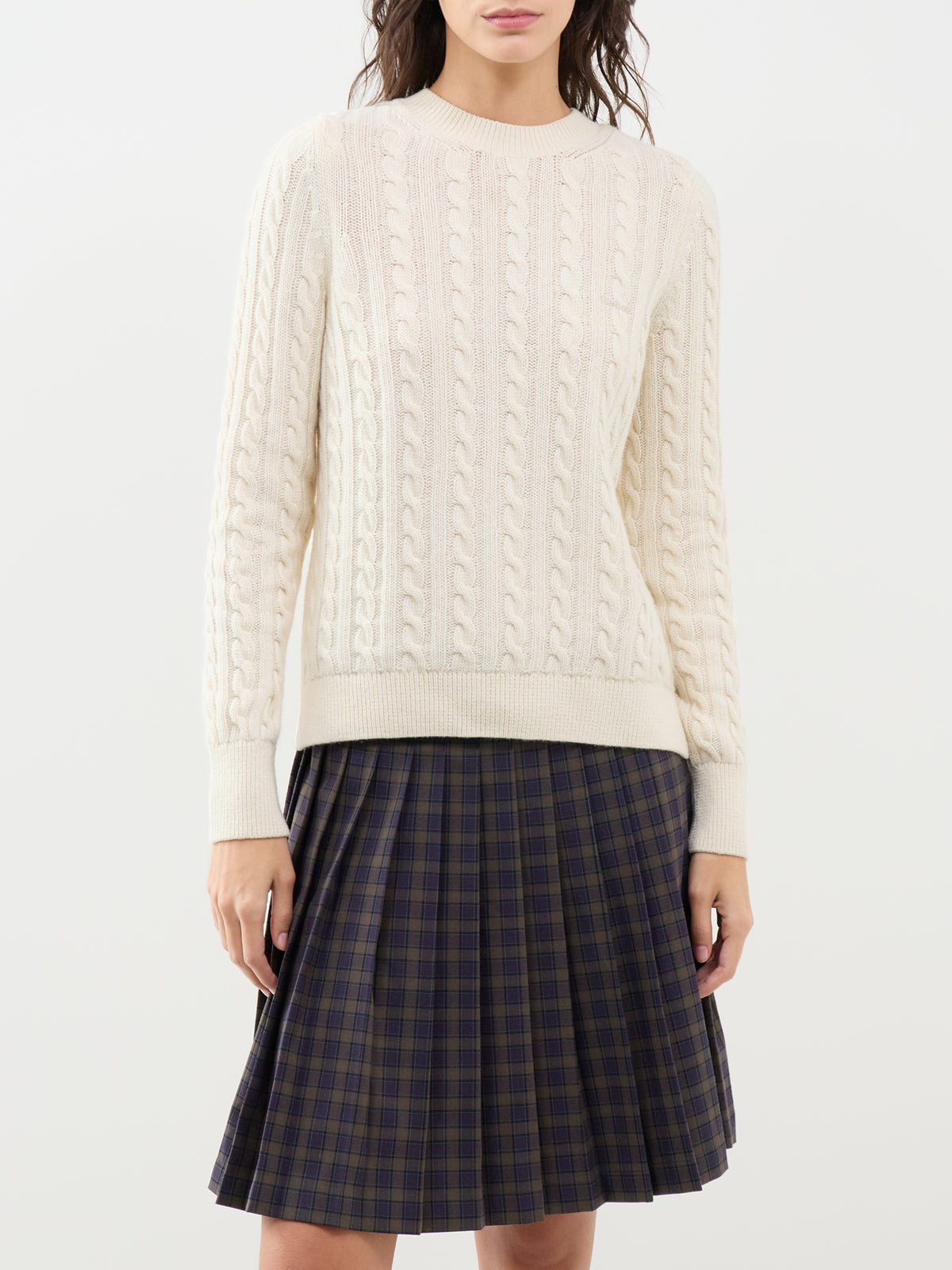 Ashdown Wool Blend Cable Knit Jumper – Ecru