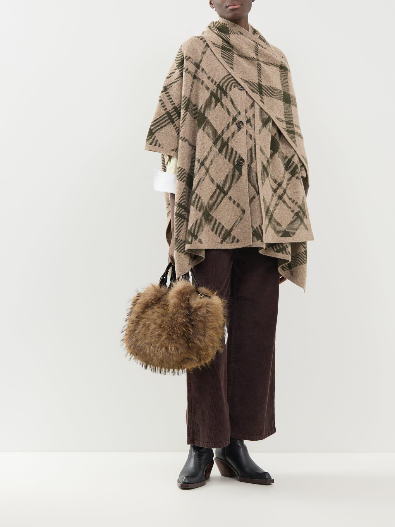 Wool Blend Vienna Knitted Cape - Warm Trench Multi