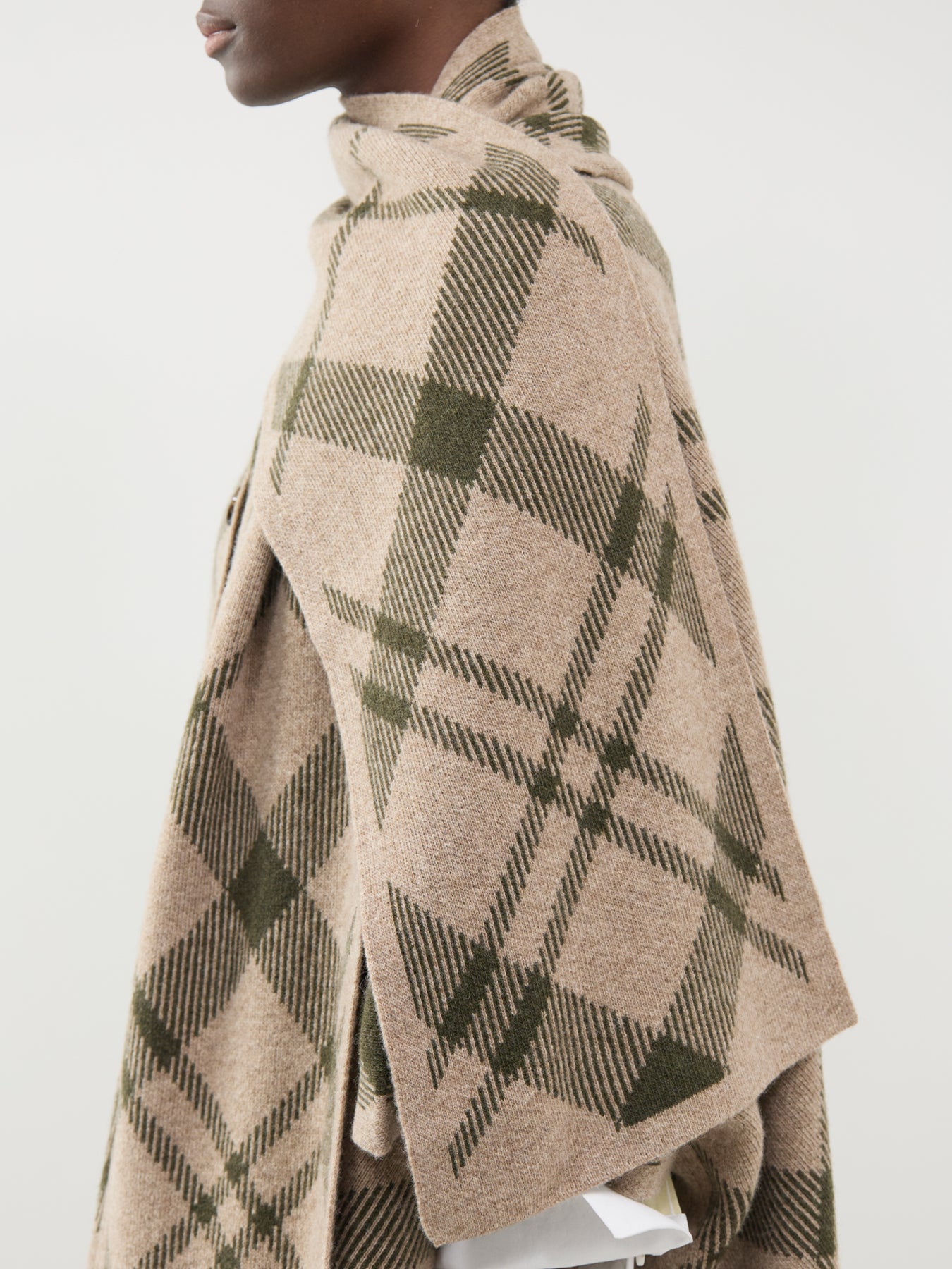 Wool Blend Vienna Knitted Cape - Warm Trench Multi