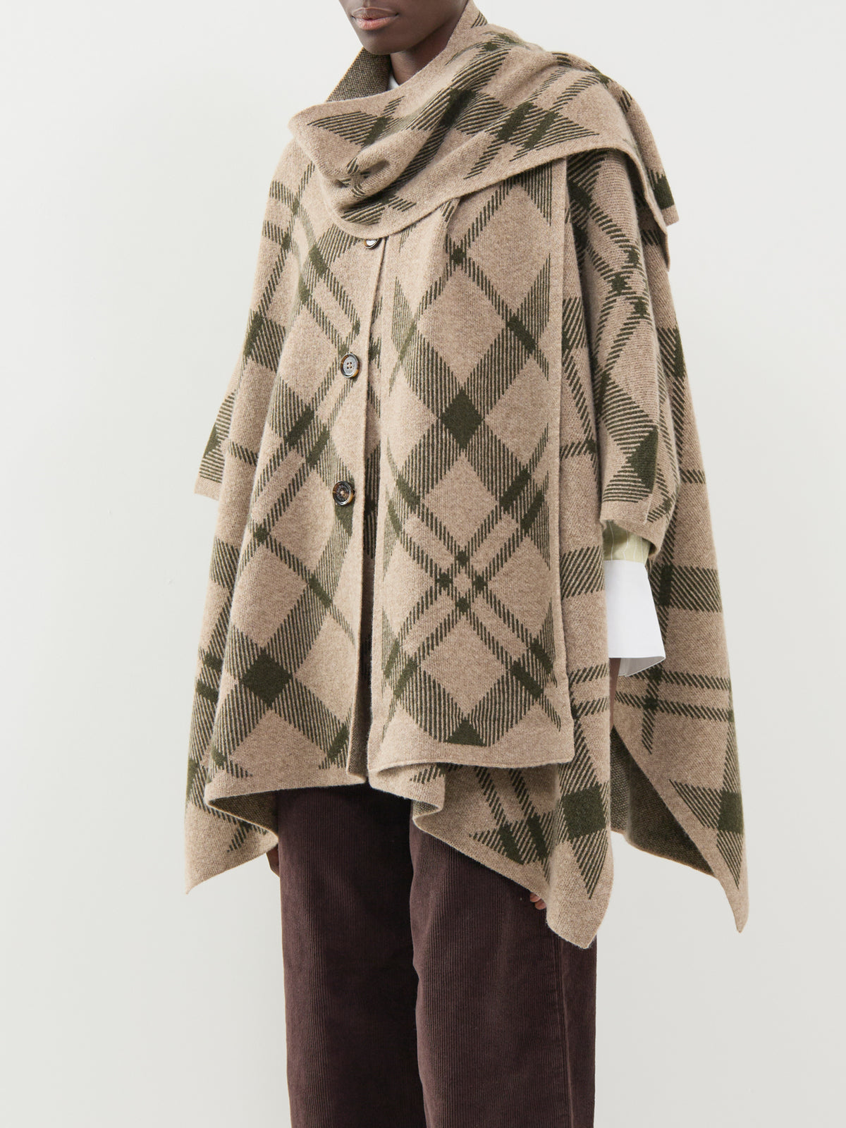 Wool Blend Vienna Knitted Cape - Warm Trench Multi
