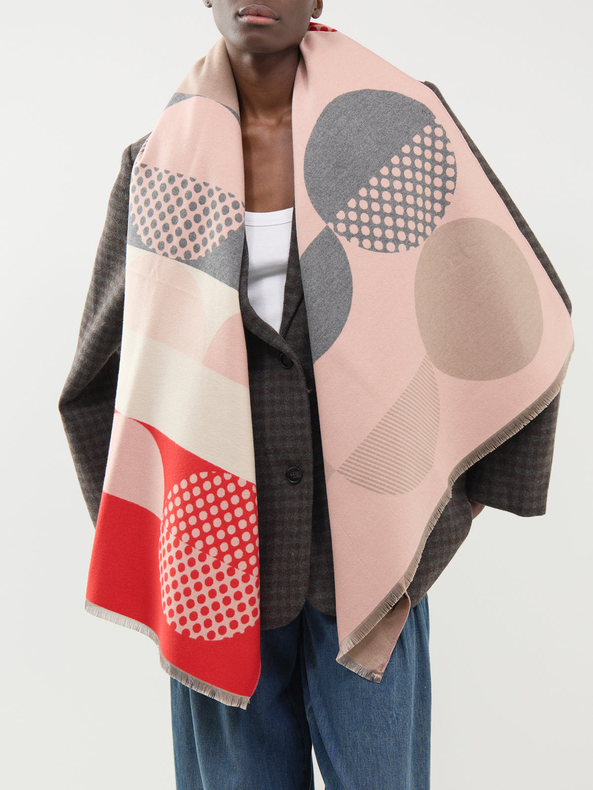 Bonnie Scarf - Blush / Silver Grey