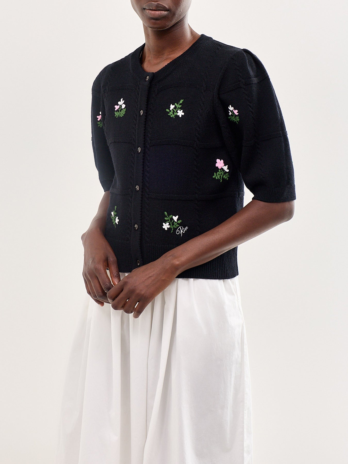 Minta Embroidered Merino Wool Cardigan Multi