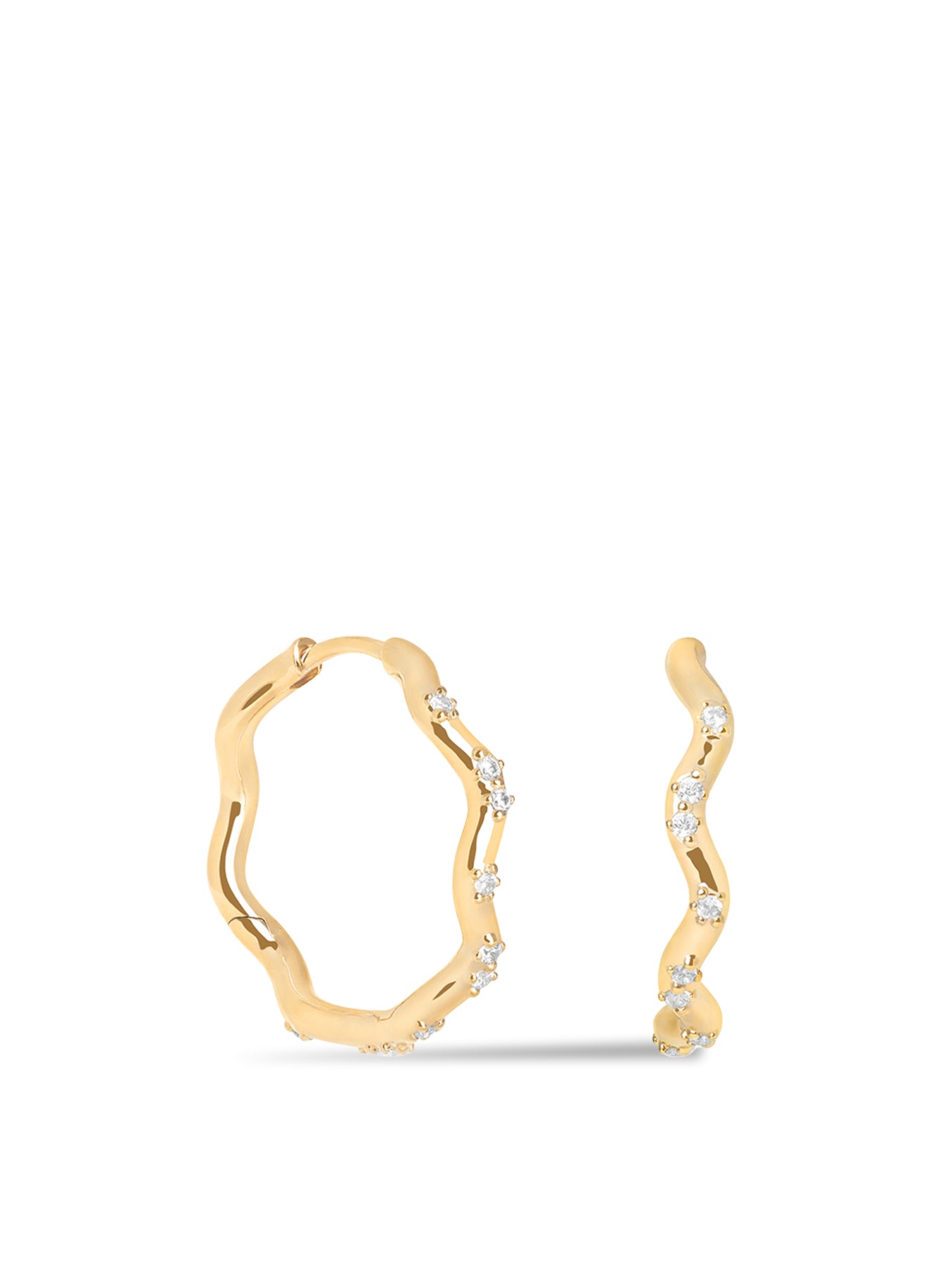 Crystal Ripple Hoop Earrings Gold
