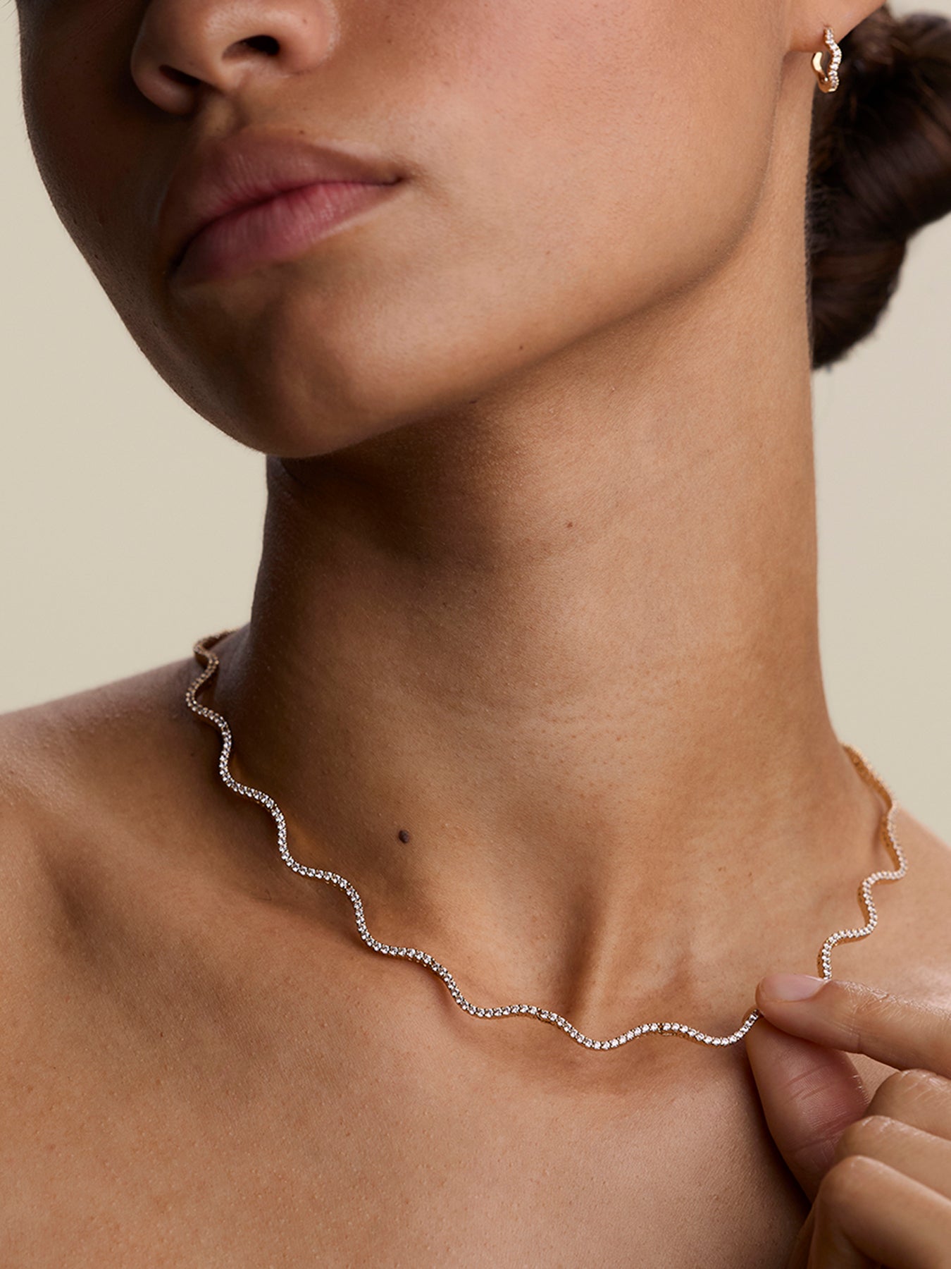 Ripple Tennis Necklace Gold