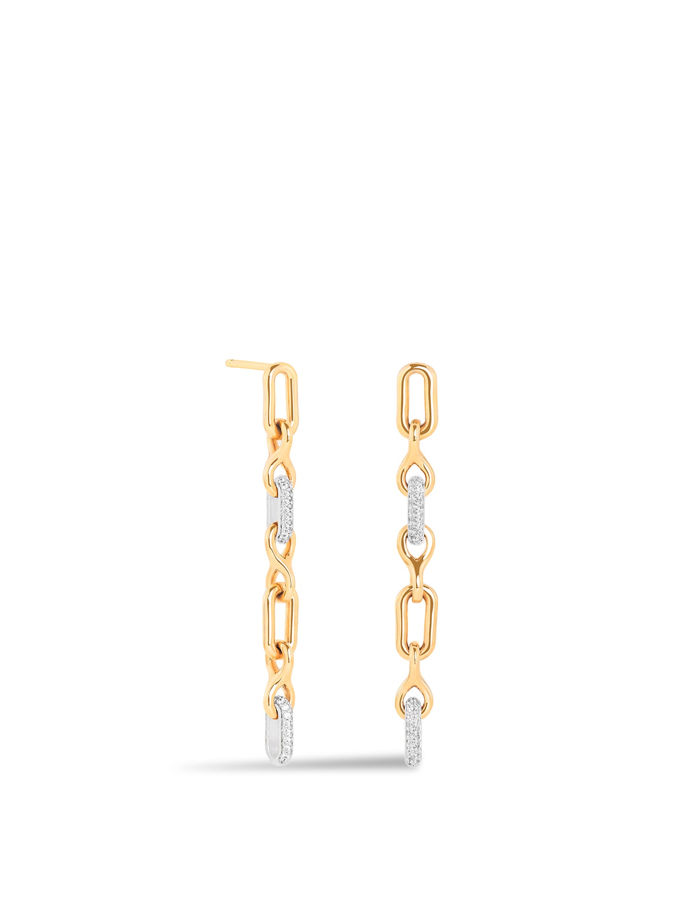 Pavé Chain Link Statement Drop Earrings Gold