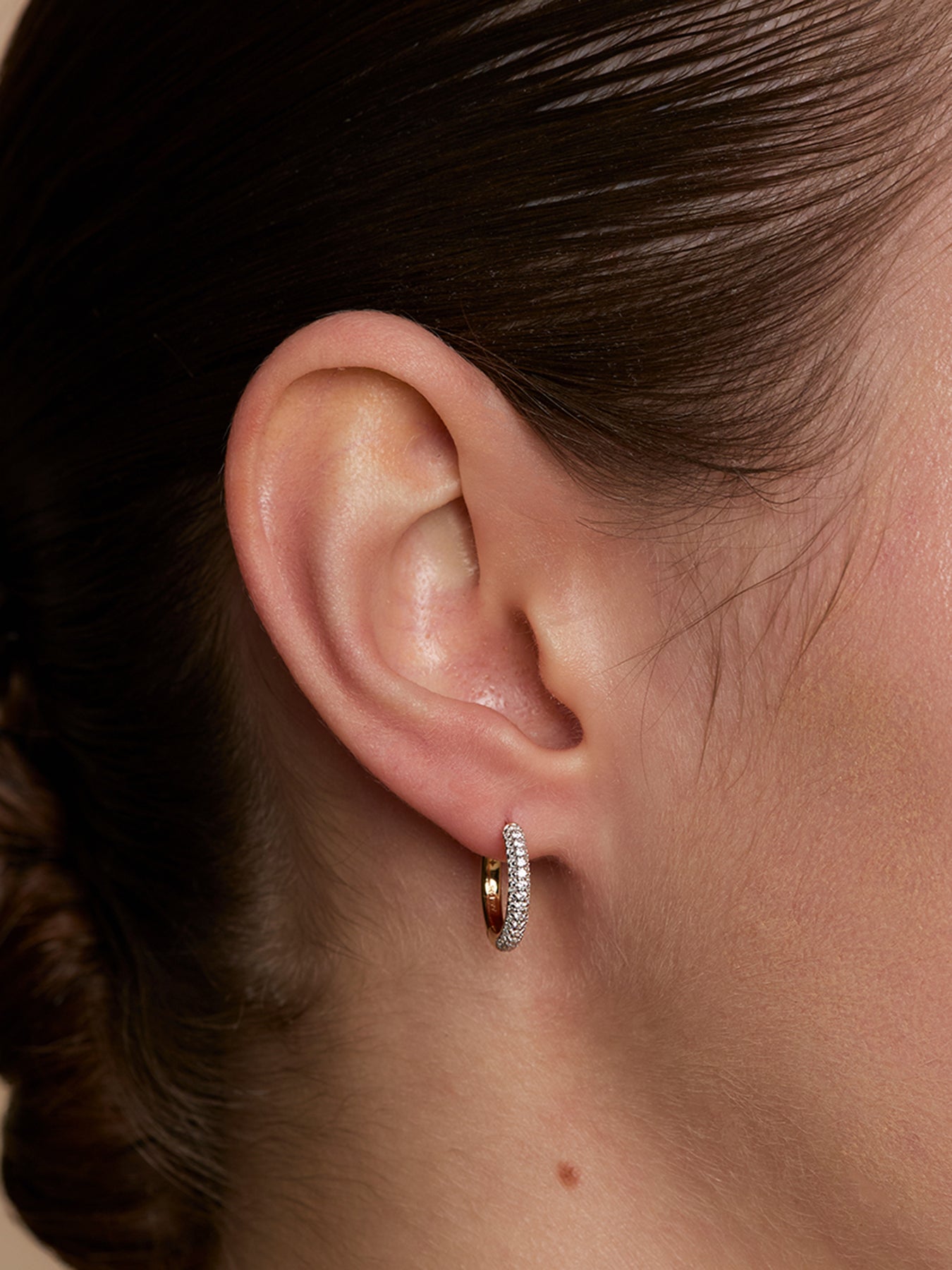 Pavé Crystal Small Hoop Earrings Gold