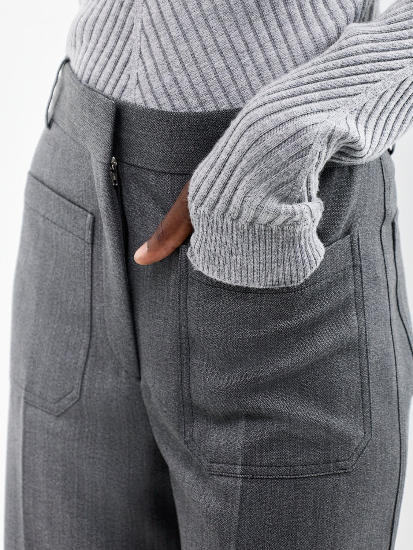 Alina Virgin Wool Wide Leg Trousers Grey