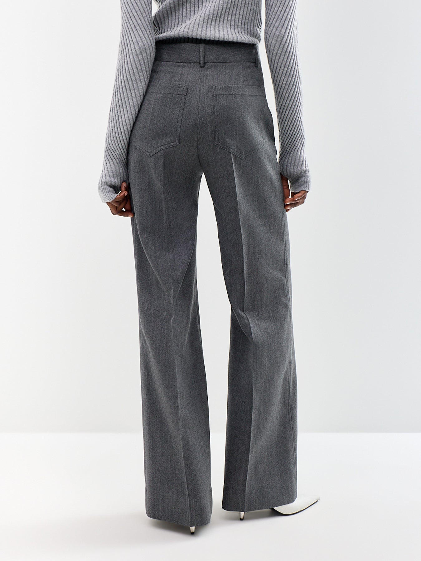 Alina Virgin Wool Wide Leg Trousers Grey