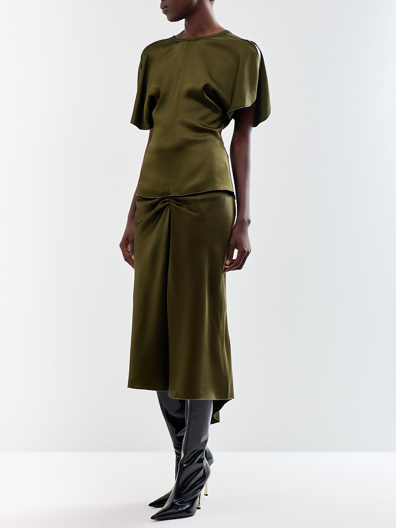 Bela Acetate Blend Blouse Marsh Green