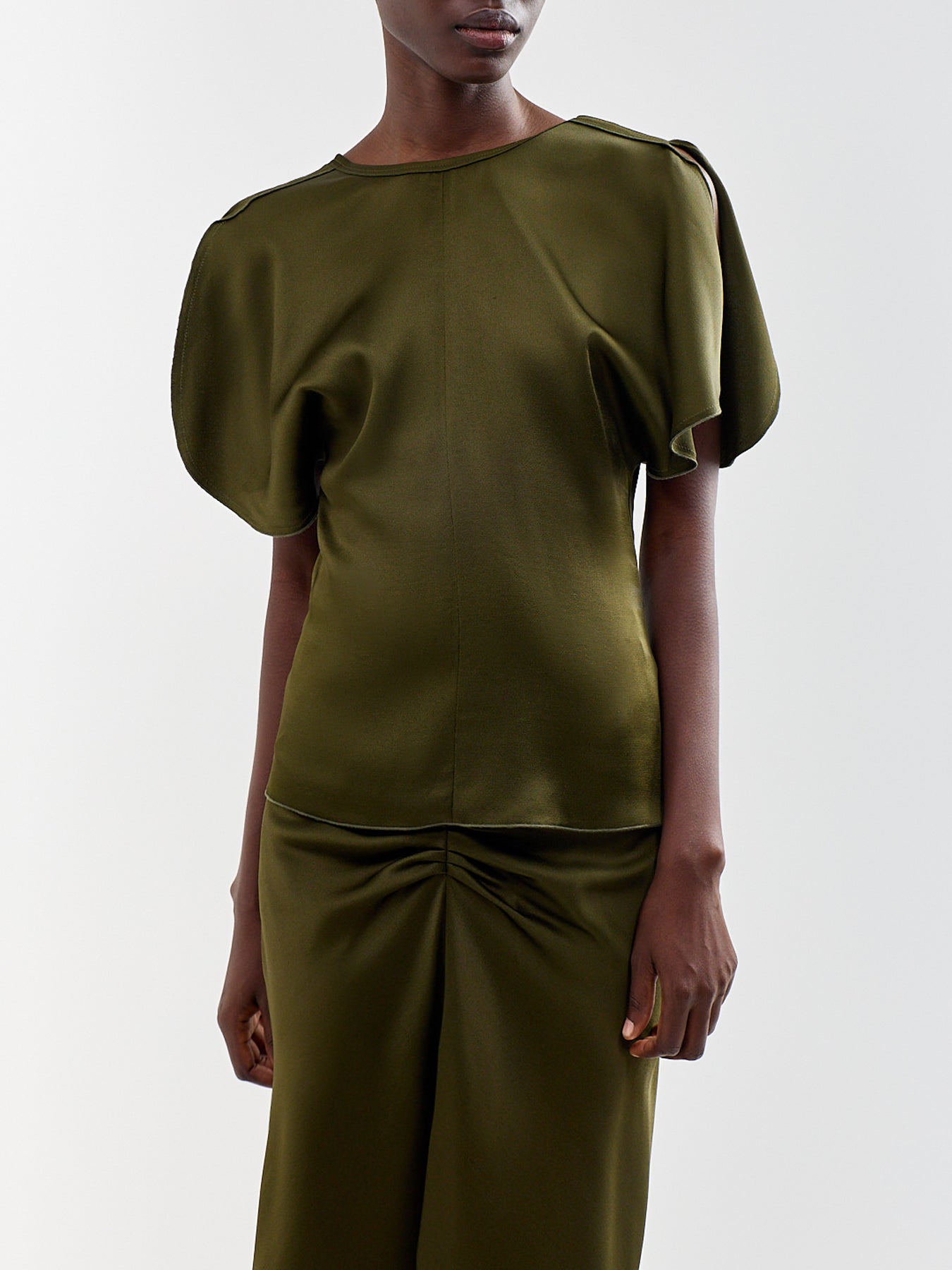 Bela Acetate Blend Blouse Marsh Green