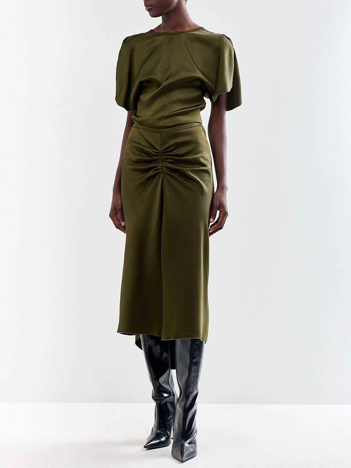 Bela Acetate Blend Midi Skirt Marsh Green