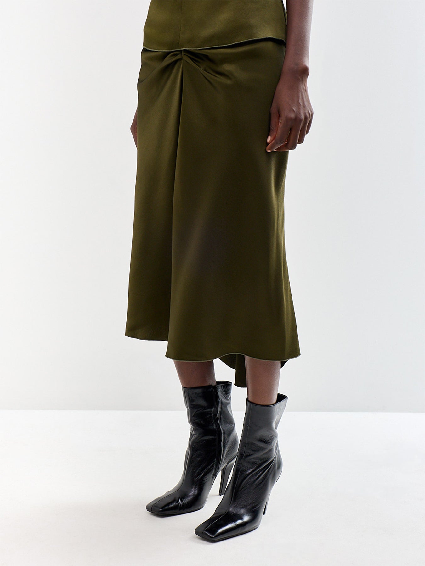 Bela Acetate Blend Midi Skirt Marsh Green