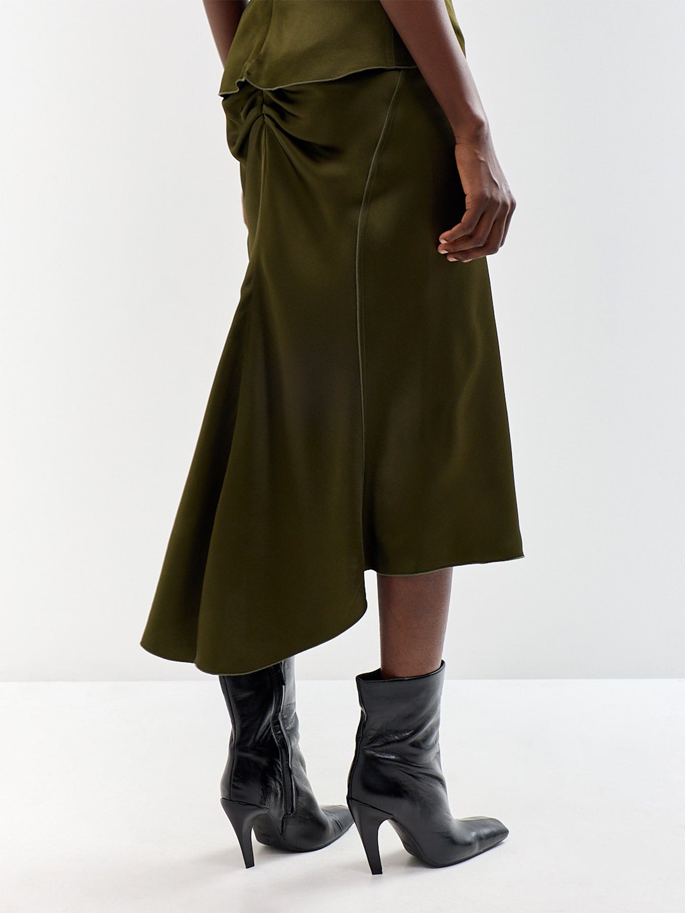 Bela Acetate Blend Midi Skirt Marsh Green