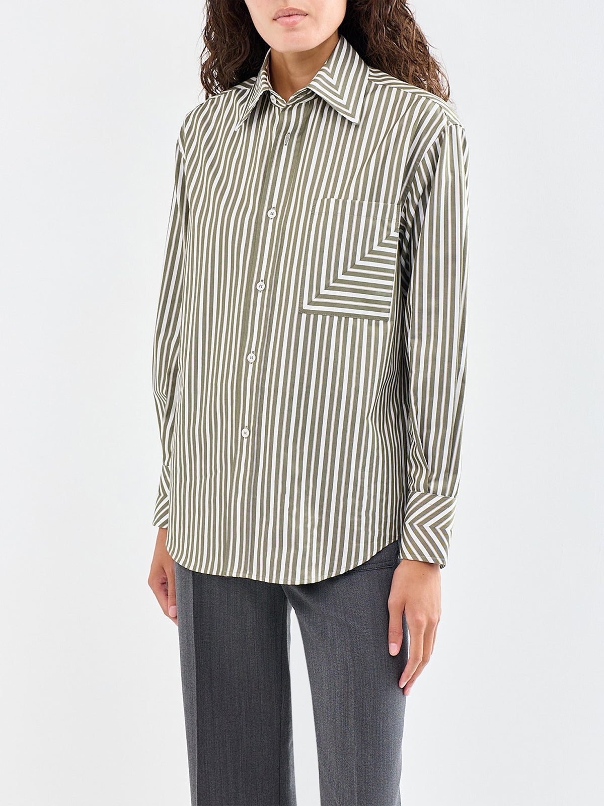 Pocket Detail Cotton Shirt Marsh Green