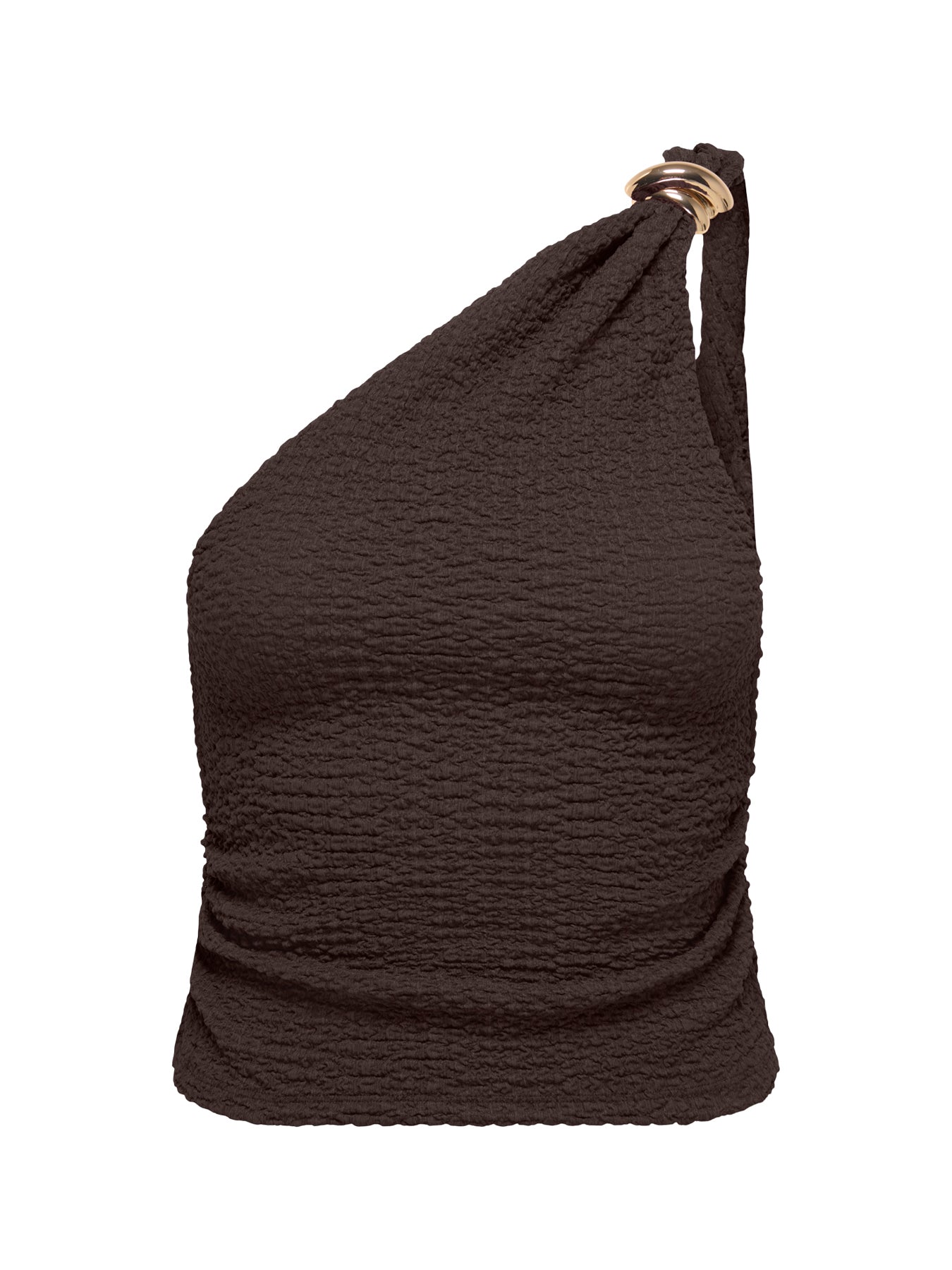Erikka Asymmetric Crinkle Top Brown
