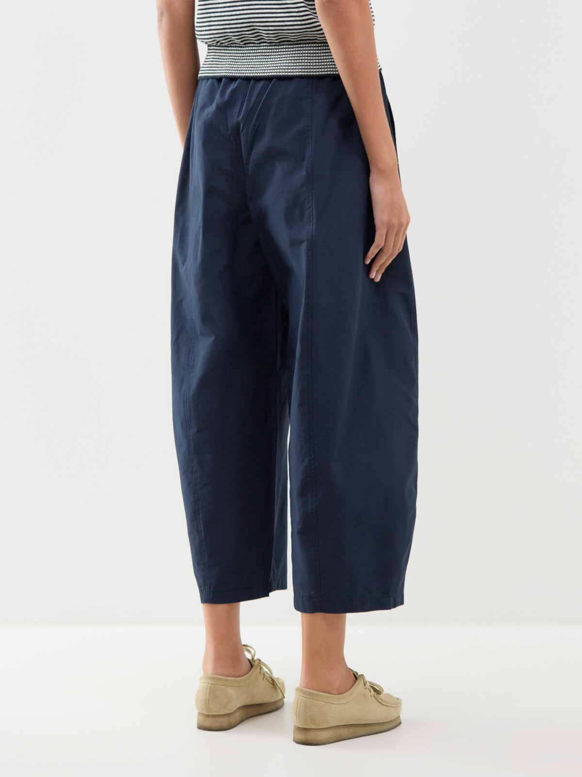 Cotton Blend Ayana Mid-Rise Ankle Barrel Trousers