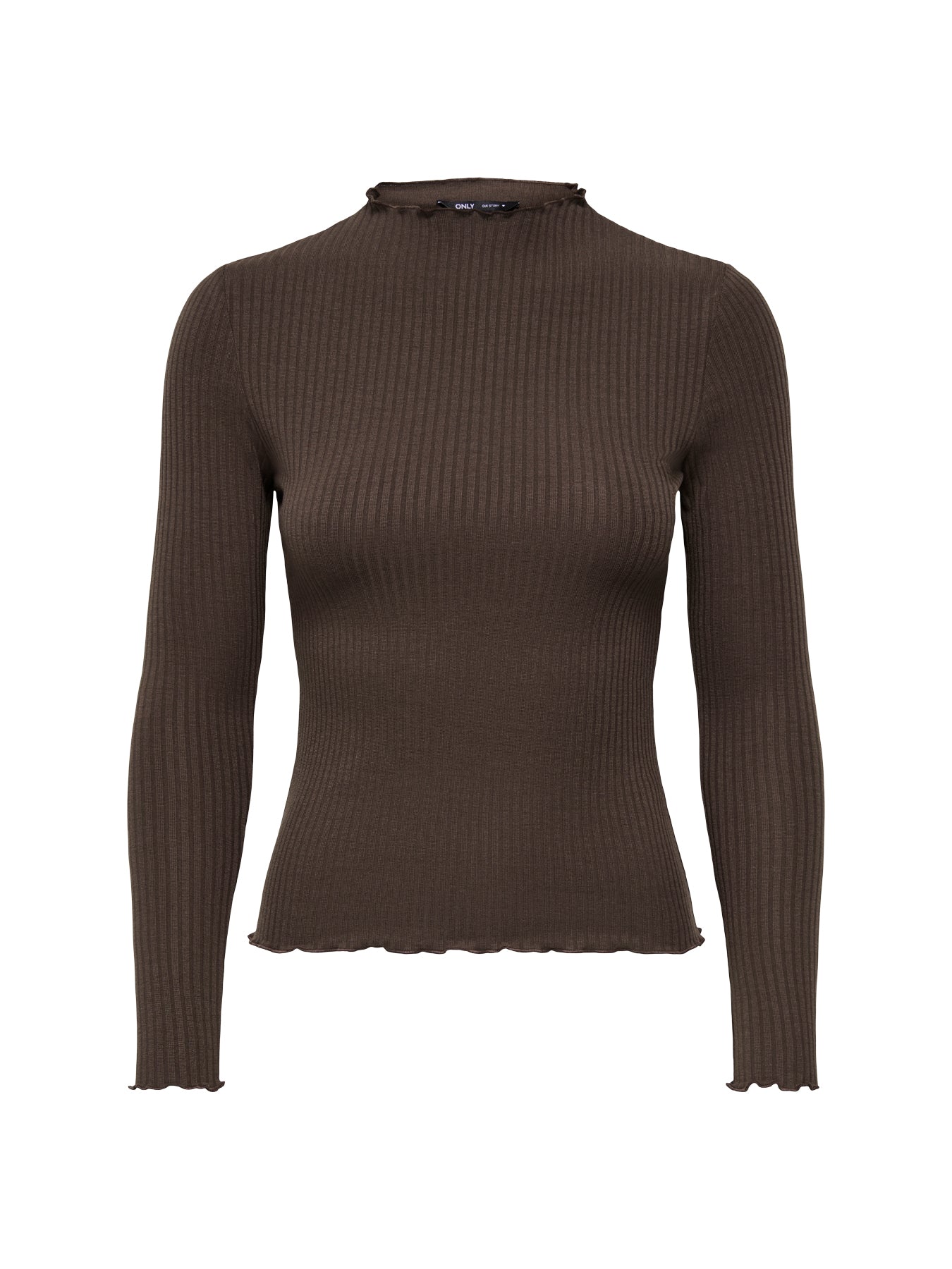 Emma High Neck Long Sleeve Top Brown