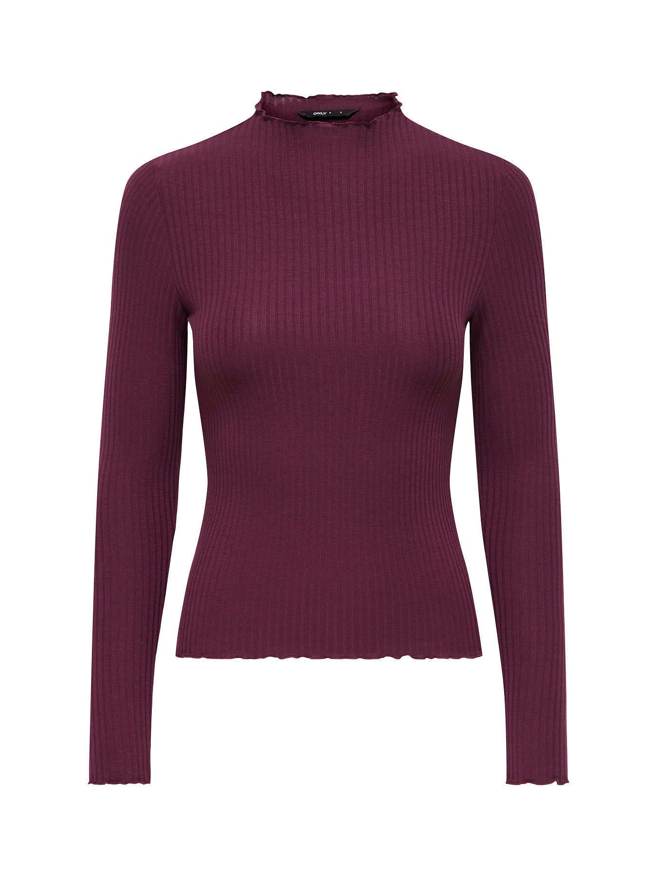Emma High Neck Long Sleeve Top Burgundy