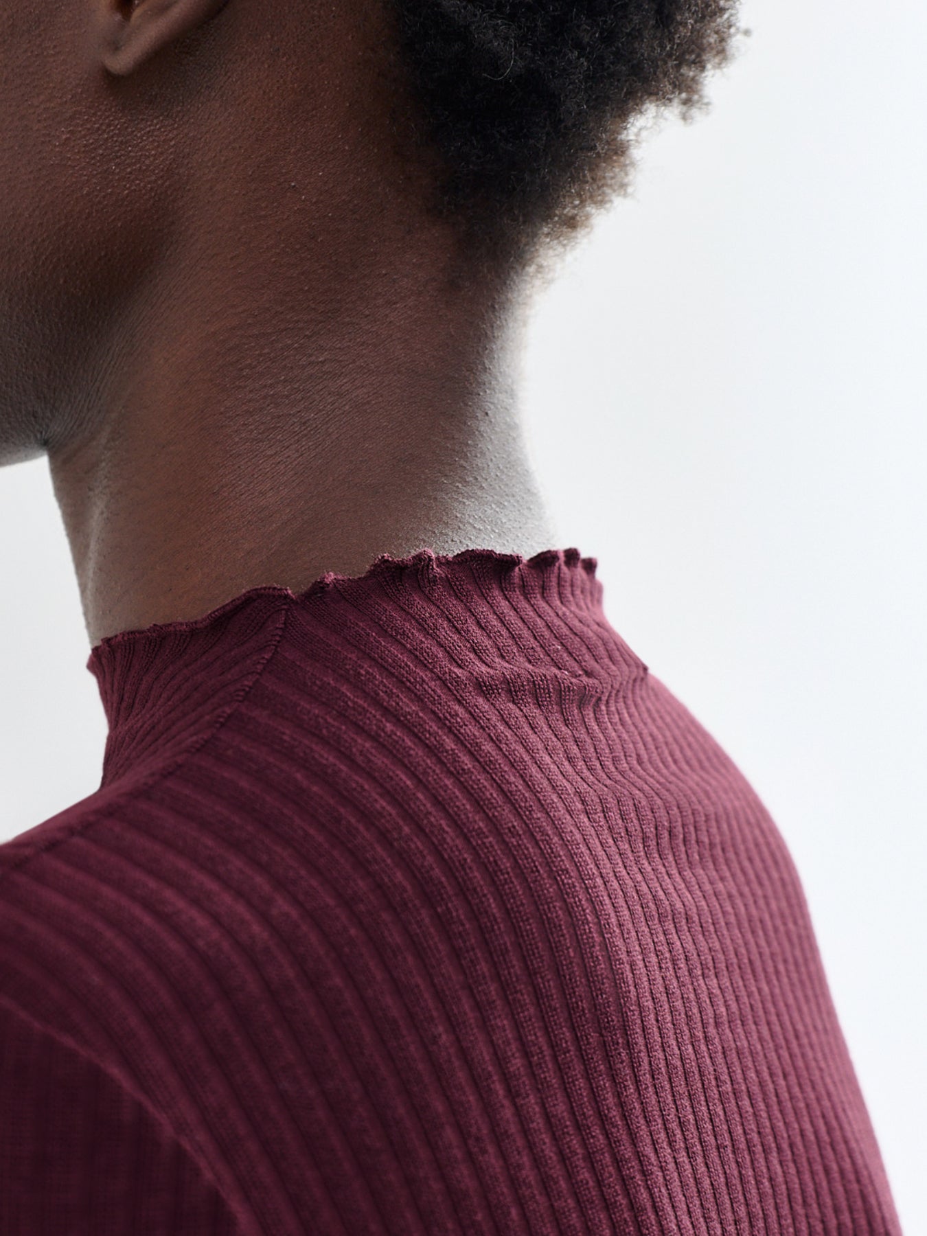 Emma High Neck Long Sleeve Top Burgundy