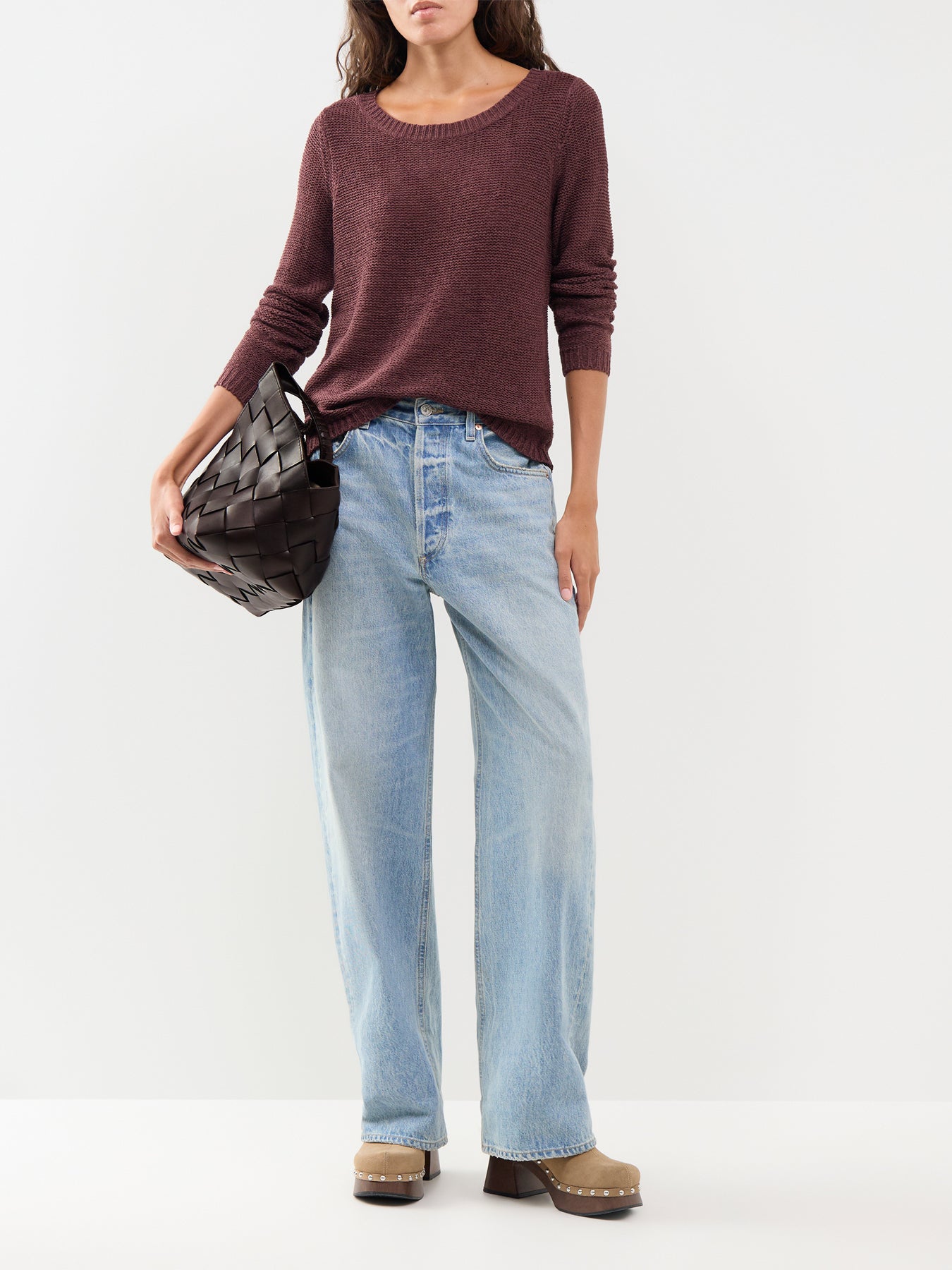 Geena XO Crew Neck Jumper Burgundy