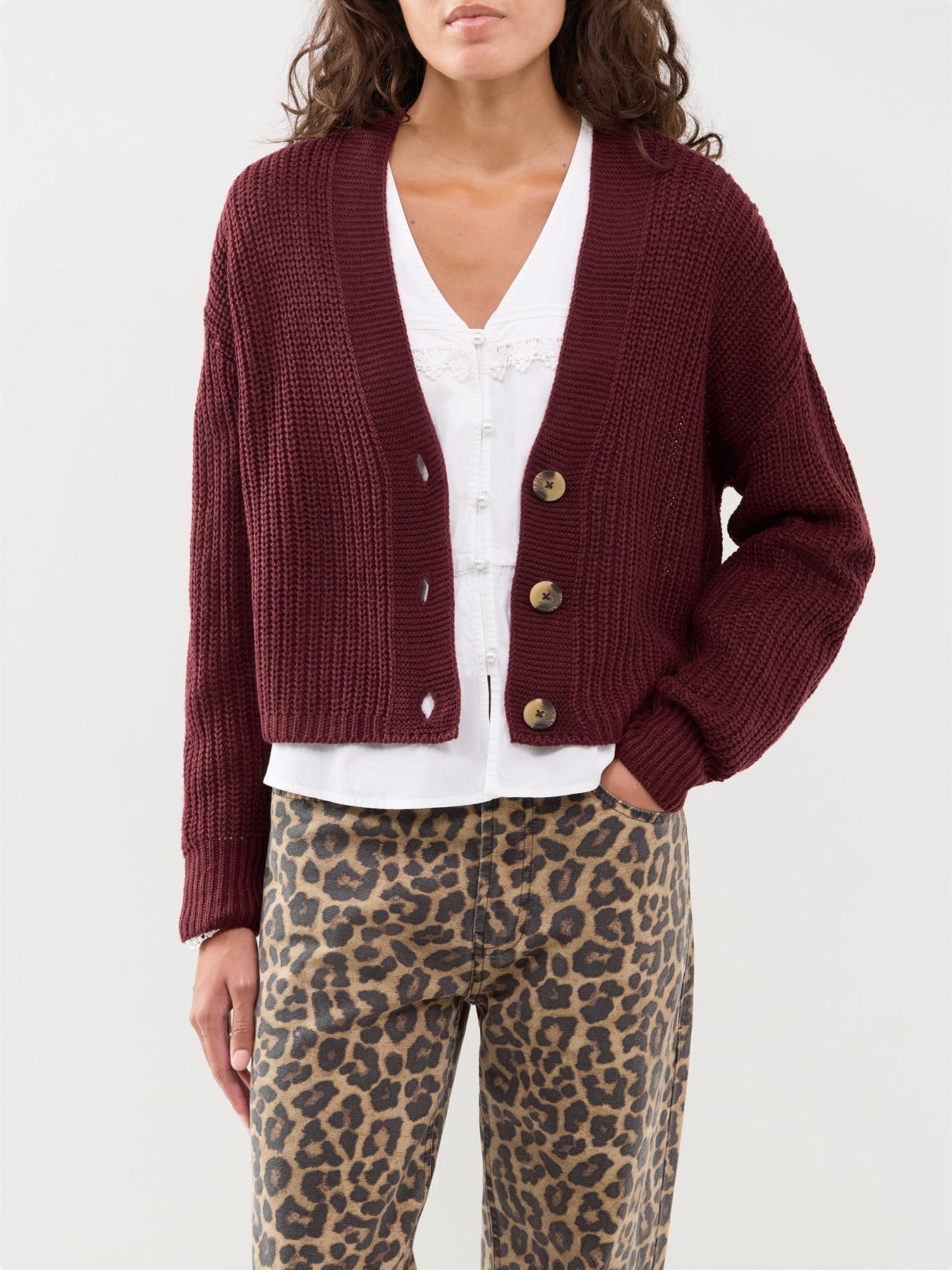 Carol Nice Cardigan Burgundy