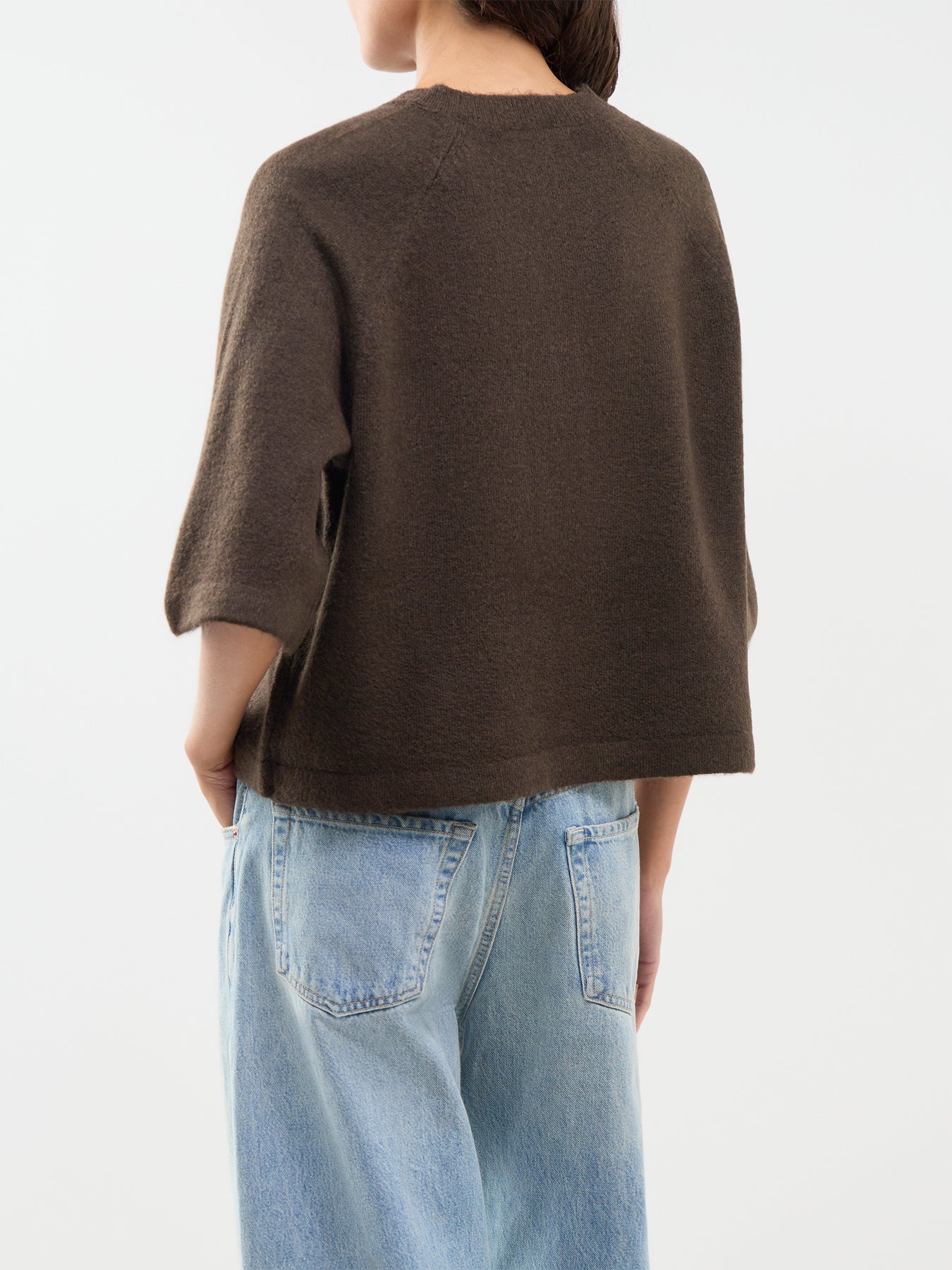 Simoni Three Quarter Sleeve Knitted Jumper Brown